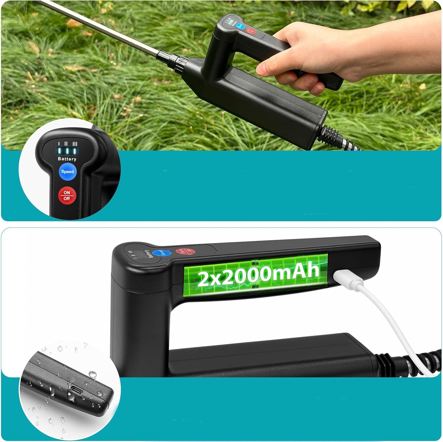 Opryskiwacz elektryczny do roślin SYLSTAR  8L z 4 dyszami USB regulowany