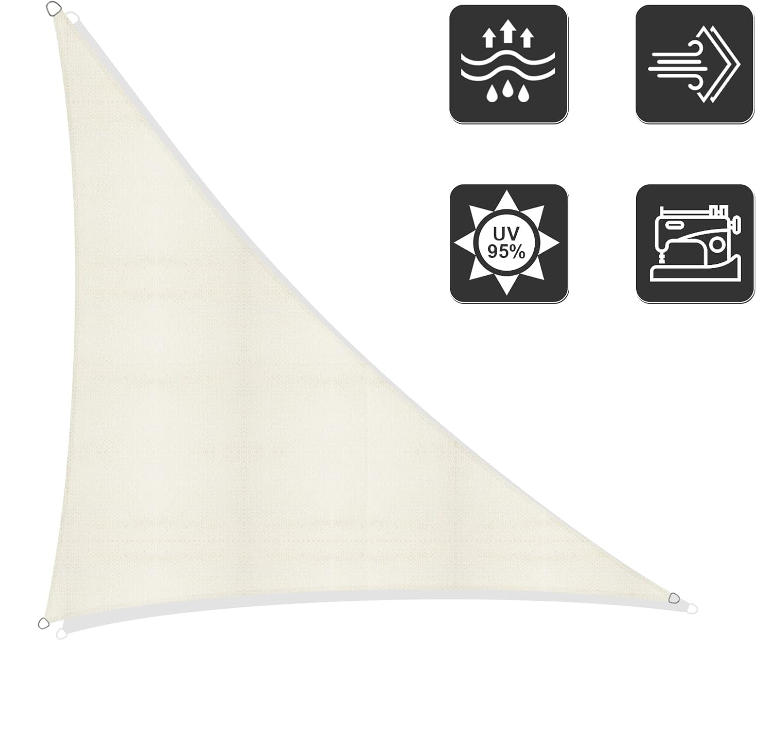 UŻYWANE Żagiel przeciwsłoneczny Sunnylaxx trójkątny 5x5x7 m kremowy UV