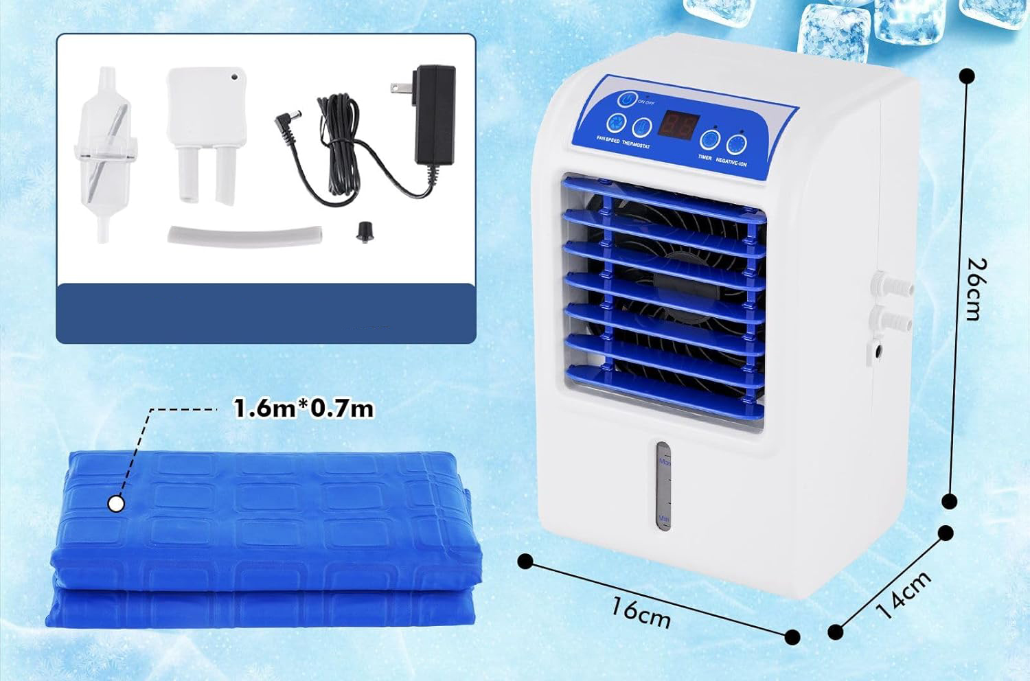 System chłodzenia materaca YJINGRUI LM-SL406, 1,7-3 l, 1,6 m x 0,7 m