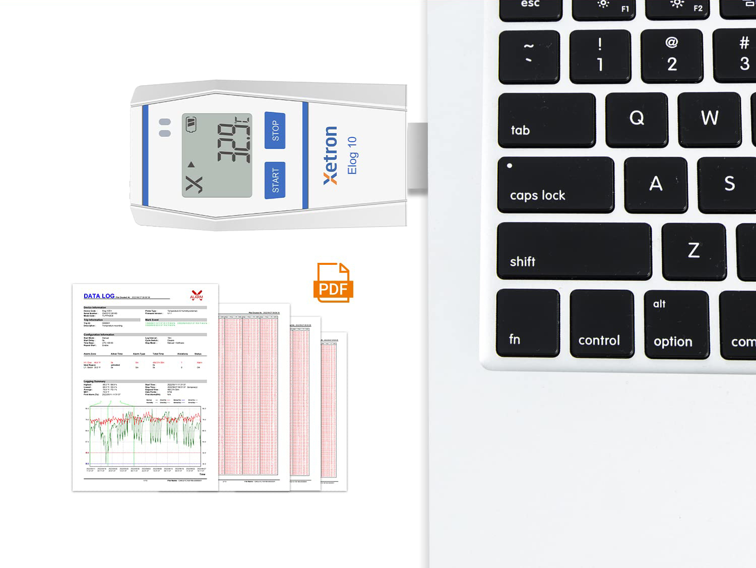Rejestrator temperatury Xetron Elog10, -30°C do 70°C, 4 szt.