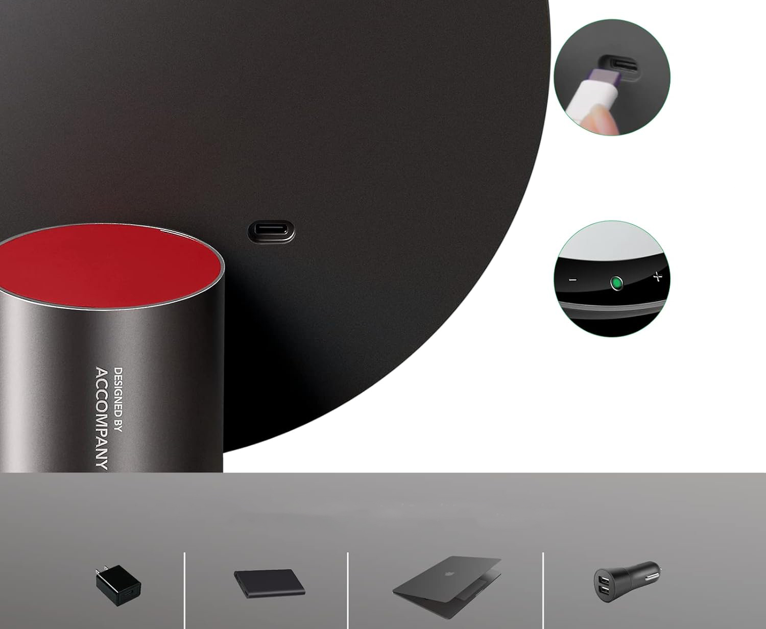 Lustro do makijażu LED 9 cali z czujnikiem dotykowym 3 kolory bezprzewodowe