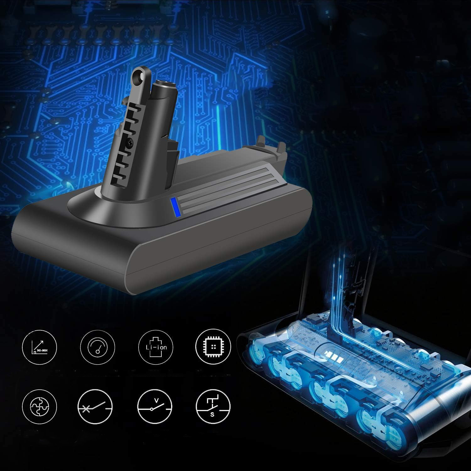 Akumulator Batterytec do Dyson DS-V11B, 18,5 x 11,3 x 9,2 cm Powystawowy