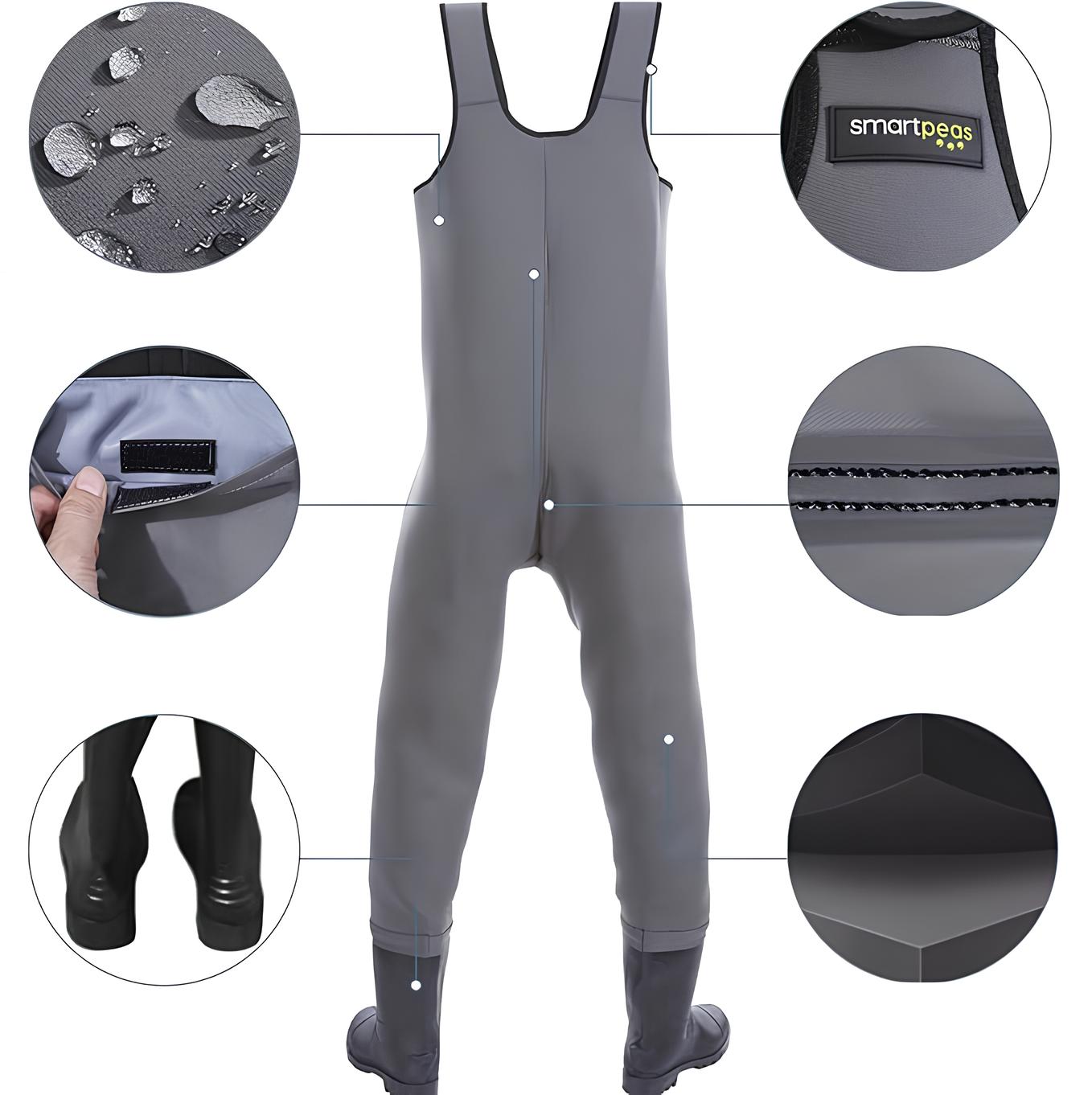 Wodoszczelne, oddychające neoprenowe wodery Smartpeas z gumowymi kozakami
