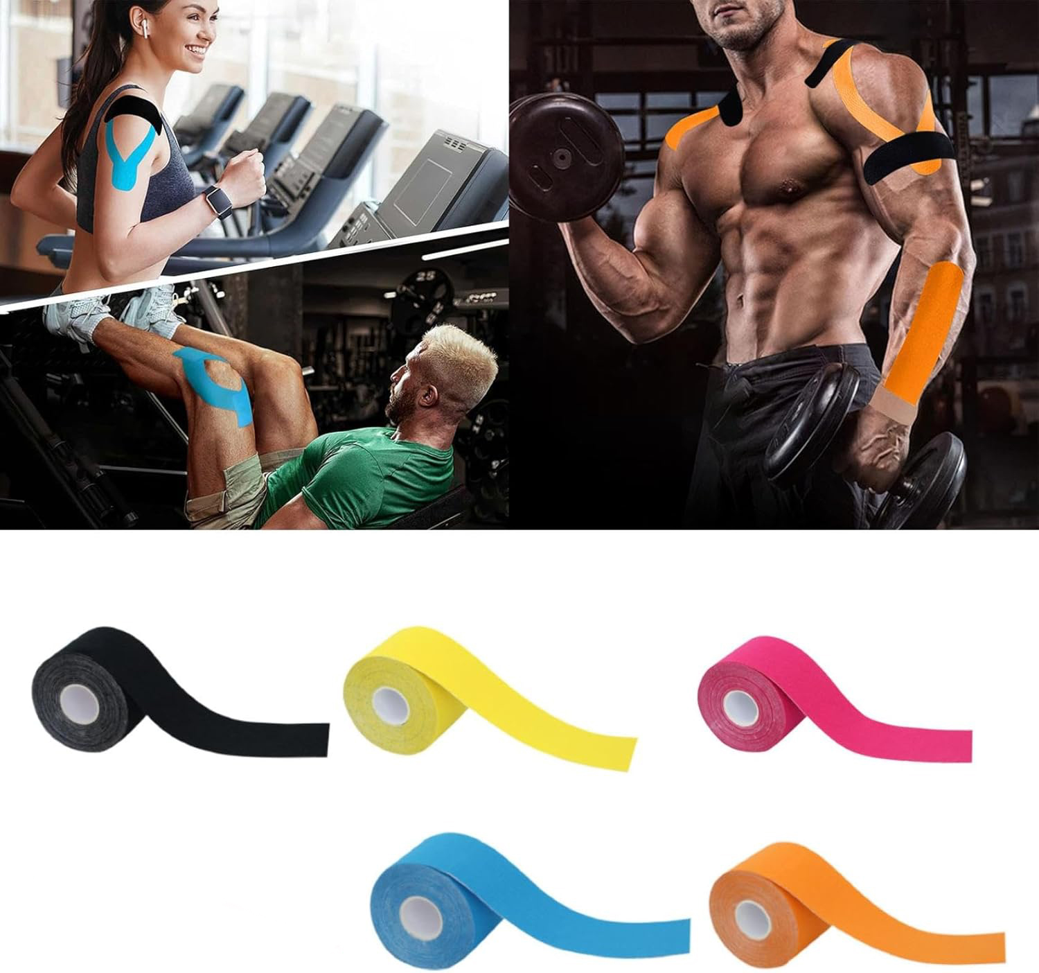 Taśmy kinezjologiczne elastyczne 50mmx5m zestaw 5 kolorowych