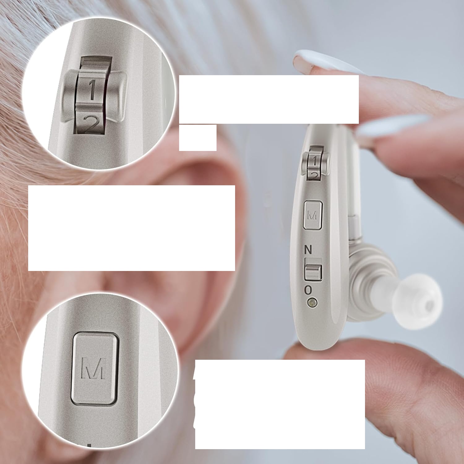 Aparat słuchowy Britzgo A360 dla seniorów 6 poziomów głośności srebrny