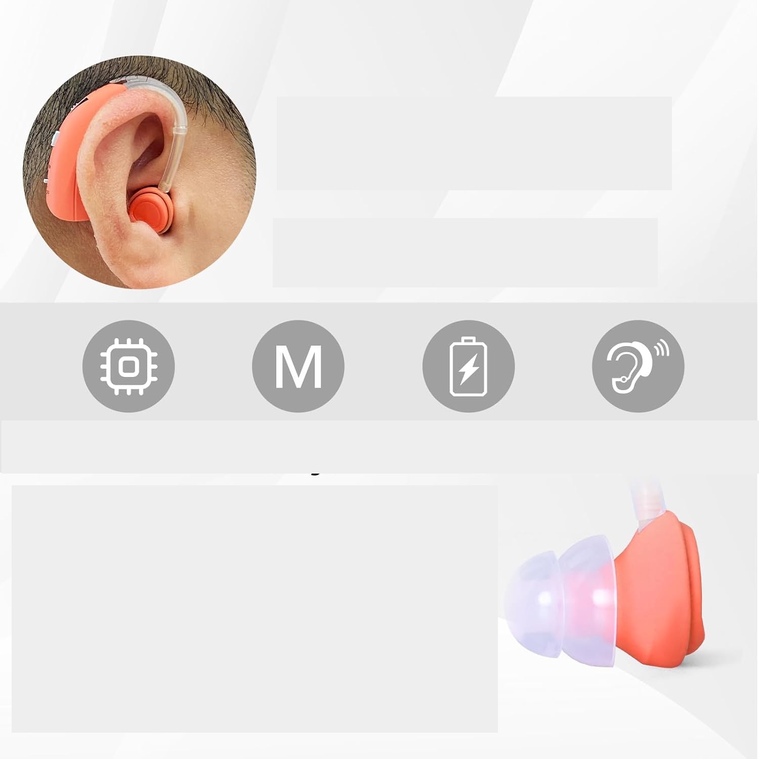 Aparat słuchowy Britzgo VHP-1301 ładowalny 40h pracy pomarańczowy