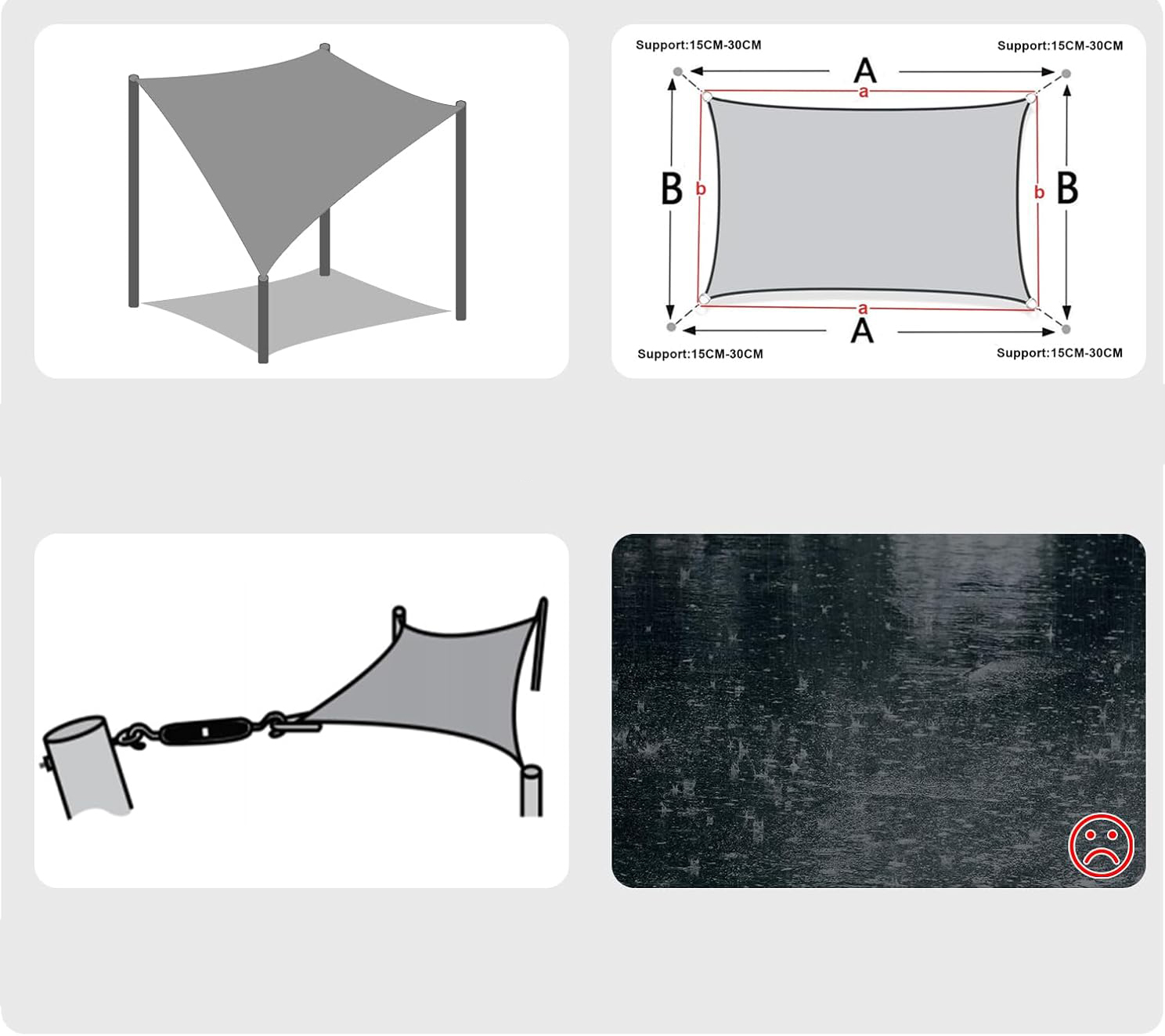 UŻYWANE Żagiel przeciwsłoneczny Sunnylaxx trójkątny 5x5x7 m kremowy UV