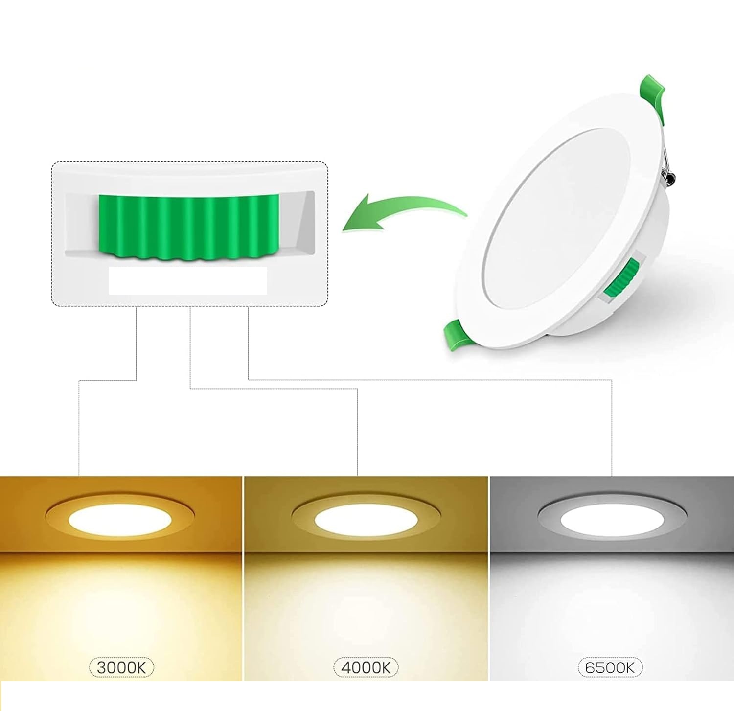 Lampy sufitowe LED wpuszczane 10W z regulacją barwy światła 12 sztuk