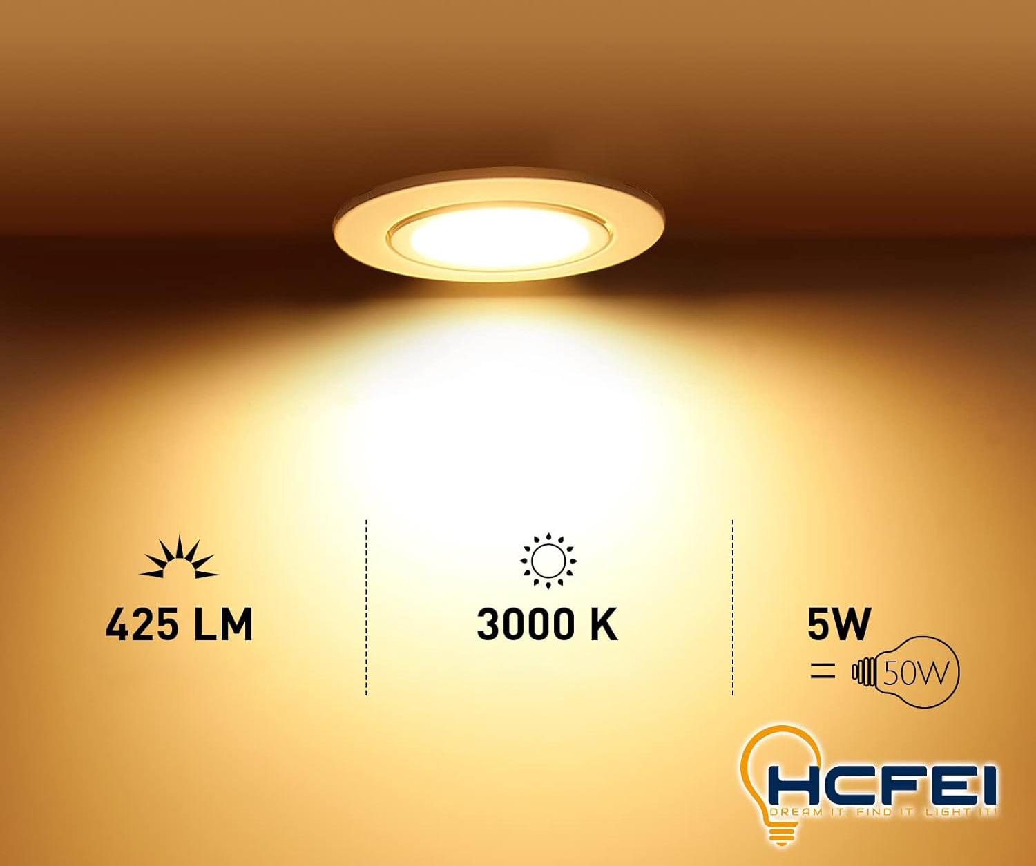 NIEKOMPLETNY Zestaw 7 oczek LED HCFEI 5W 230V białe 3000K 68mm 885062