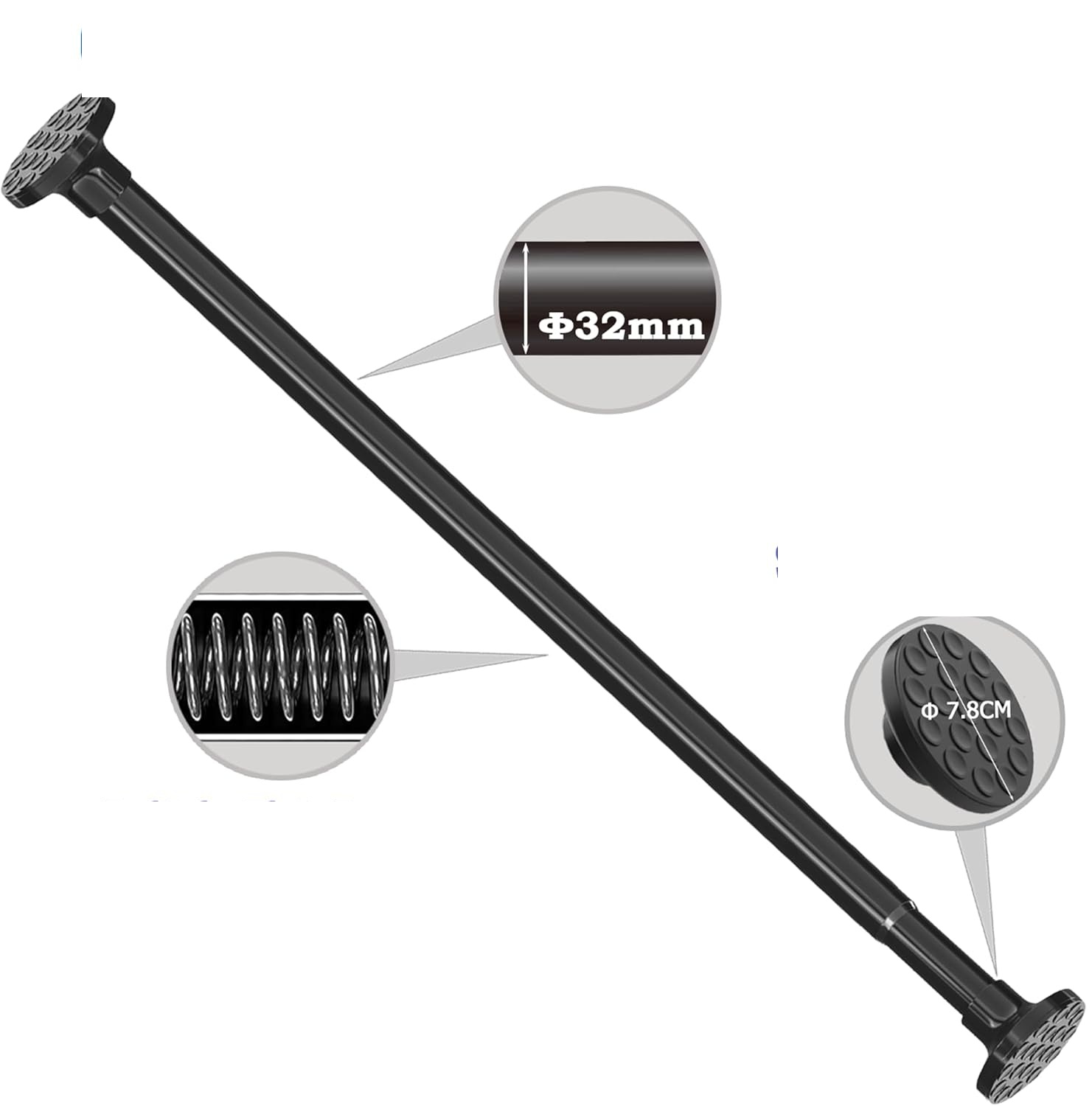 Drążek prysznicowy rozciągany bez wiercenia 160-220 cm Φ32 mm biały