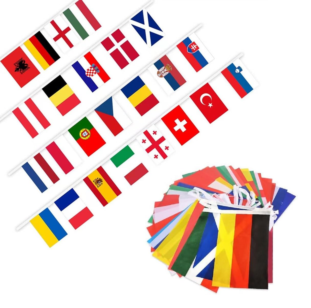 Girlanda z flagami Euro 2024 24 flagi 45x30 cm 14 m do dekoracji