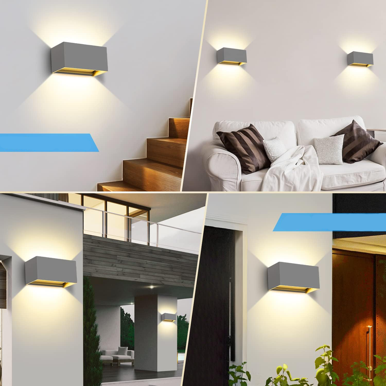 Lampy LED Kingwen, 20 W, 3000 K, IP65, szare, zestaw 2 szt.