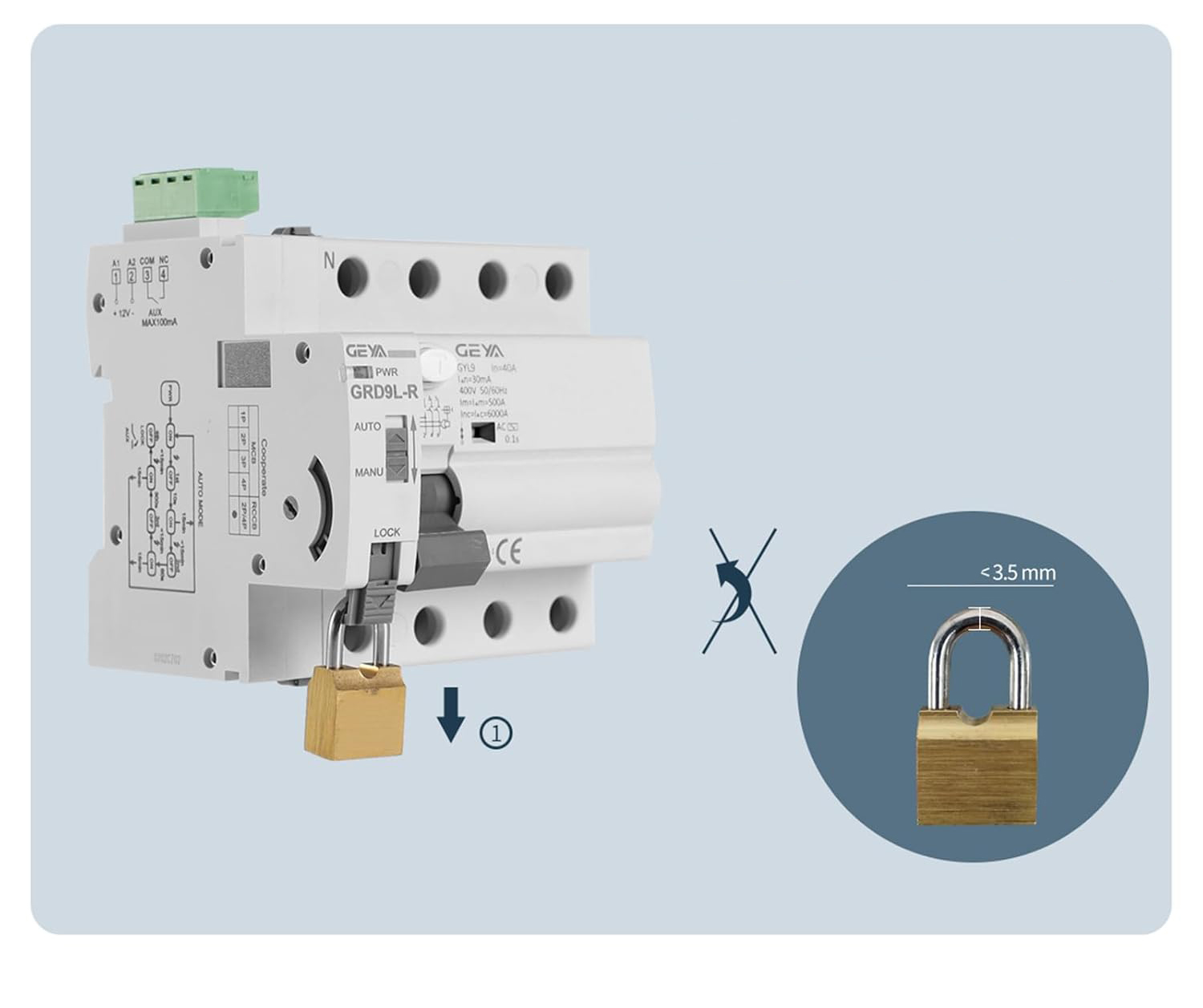 Wyłącznik różnicowoprądowy GEYA 6KA RCCB samoczynny 4P 40A 30mA AC220V