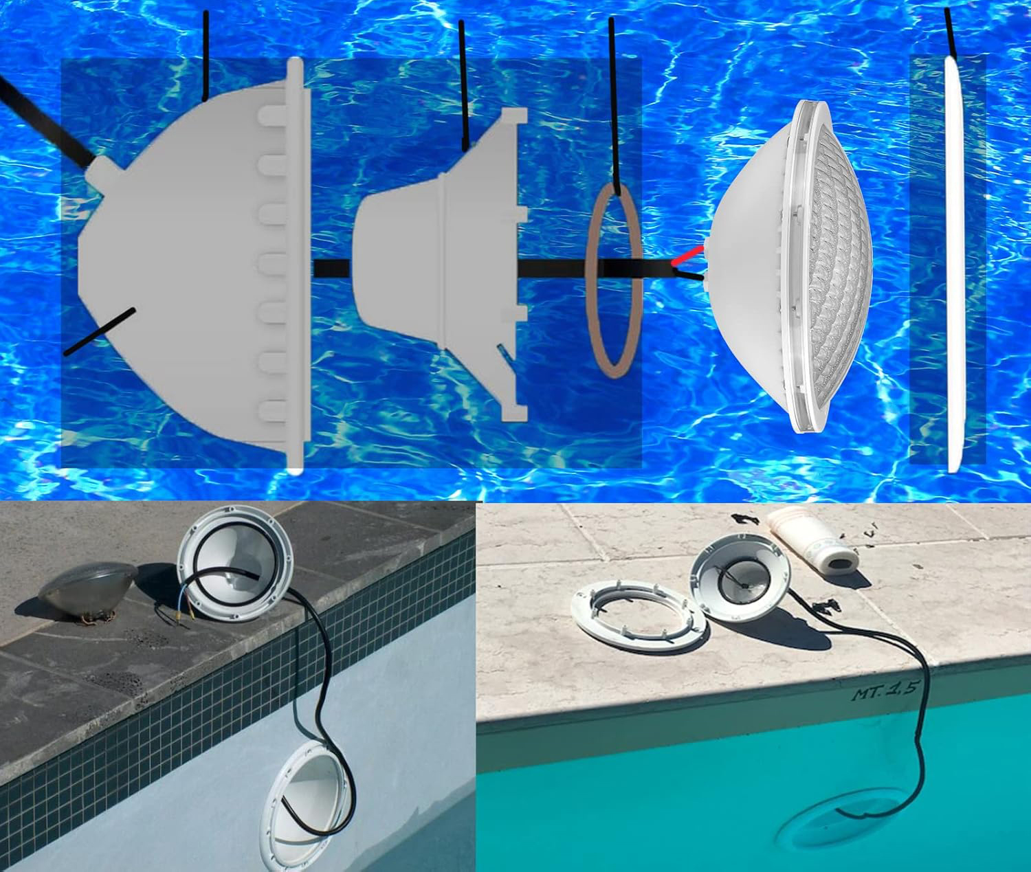 Lampa LED do basenu LyLmLe PAR56 18W IP68 12V DC/AC zimna biel POWYSTAWOWE