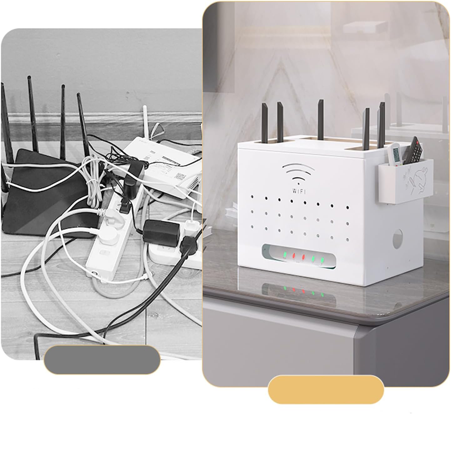 Skrzynka na router i modem Catekro z zarządzaniem kablami biała