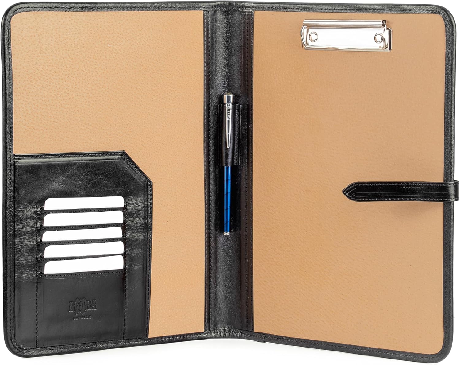 Teczka skórzana z klipem Noda A4 luksusowa konferencyjna czarna