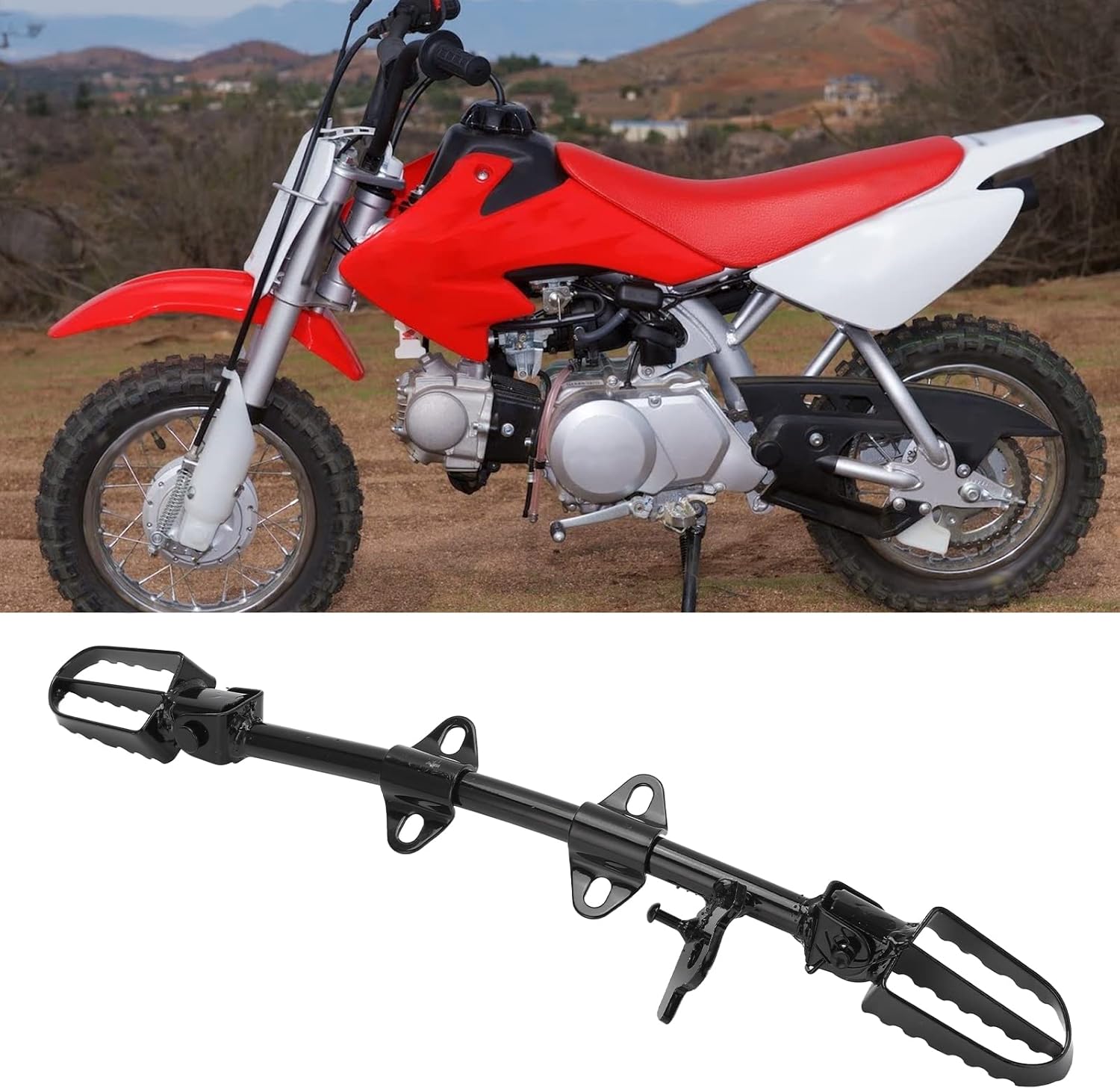 Uchwyt podnóżków do pitbike CRF50 50/70/110/125cc stalowy czarny