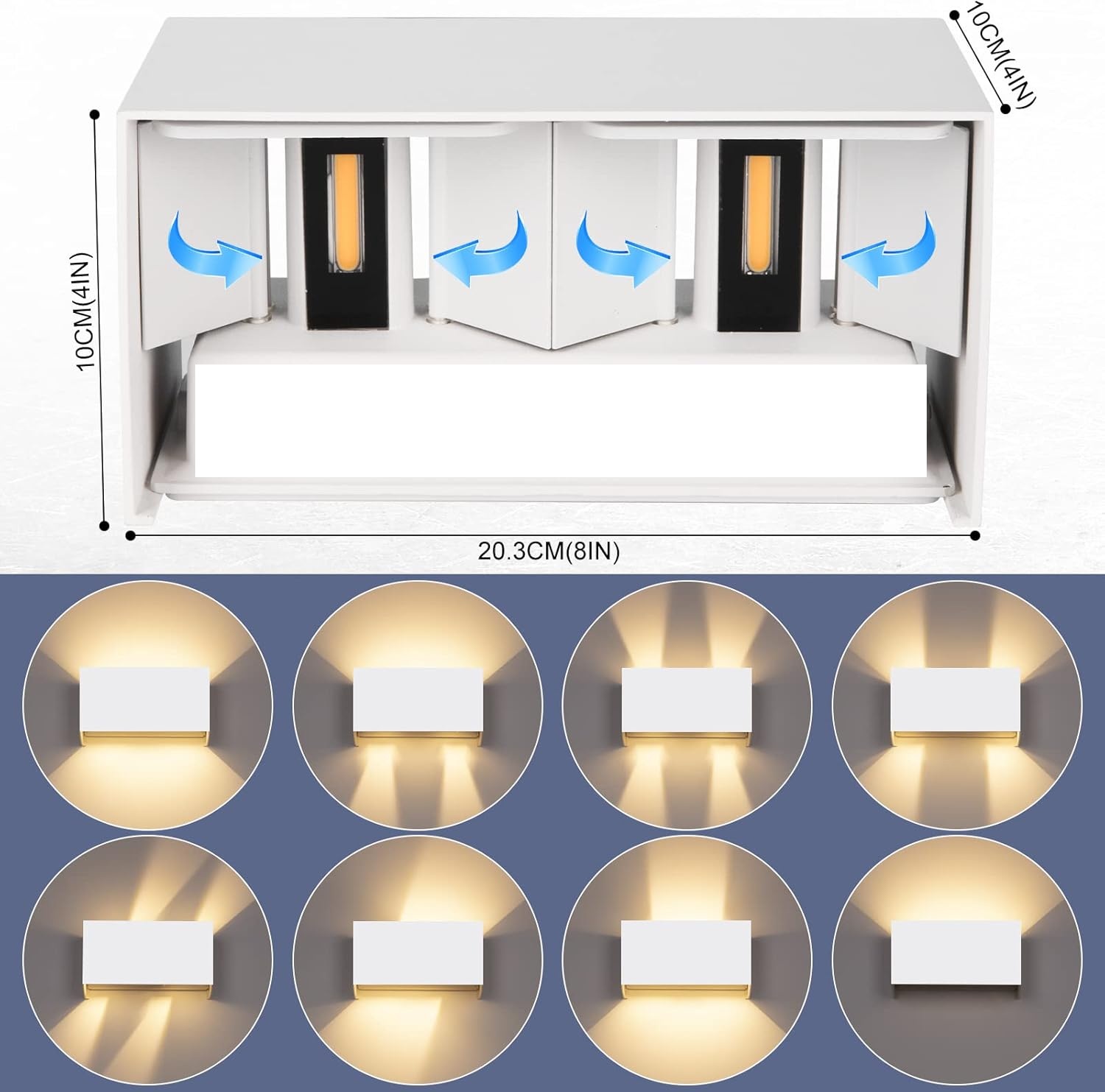 Lampa ścienna LED 24 W biała regulowana IP65 3000 K Cwycfw DCL002D 4 szt.