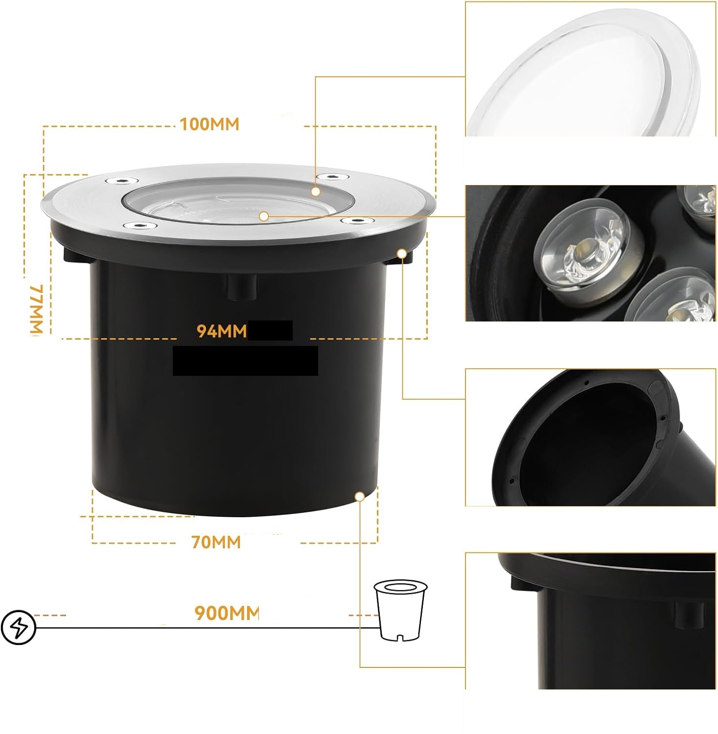 Oprawa wpuszczana do ogrodu i podjazdu Dailyart 3W ciepła biała IP65 4 szt