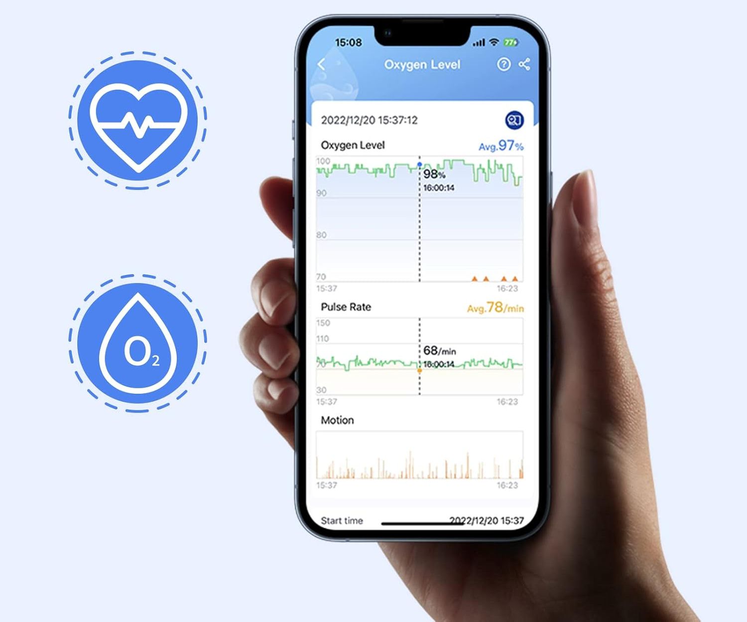 UŻYWANE Pulsoksymetr ViATOM nadgarstkowy monitor tlenu 72h z alarmem