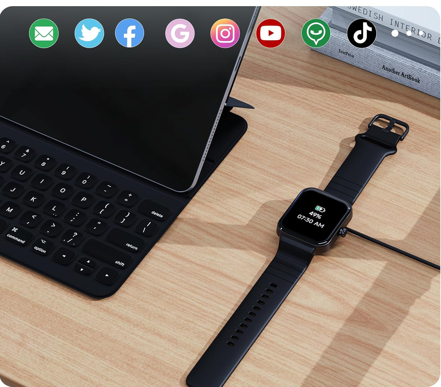 Smartwatch IDW15, Bluetooth, IP68, dla Android/iOS, czarny