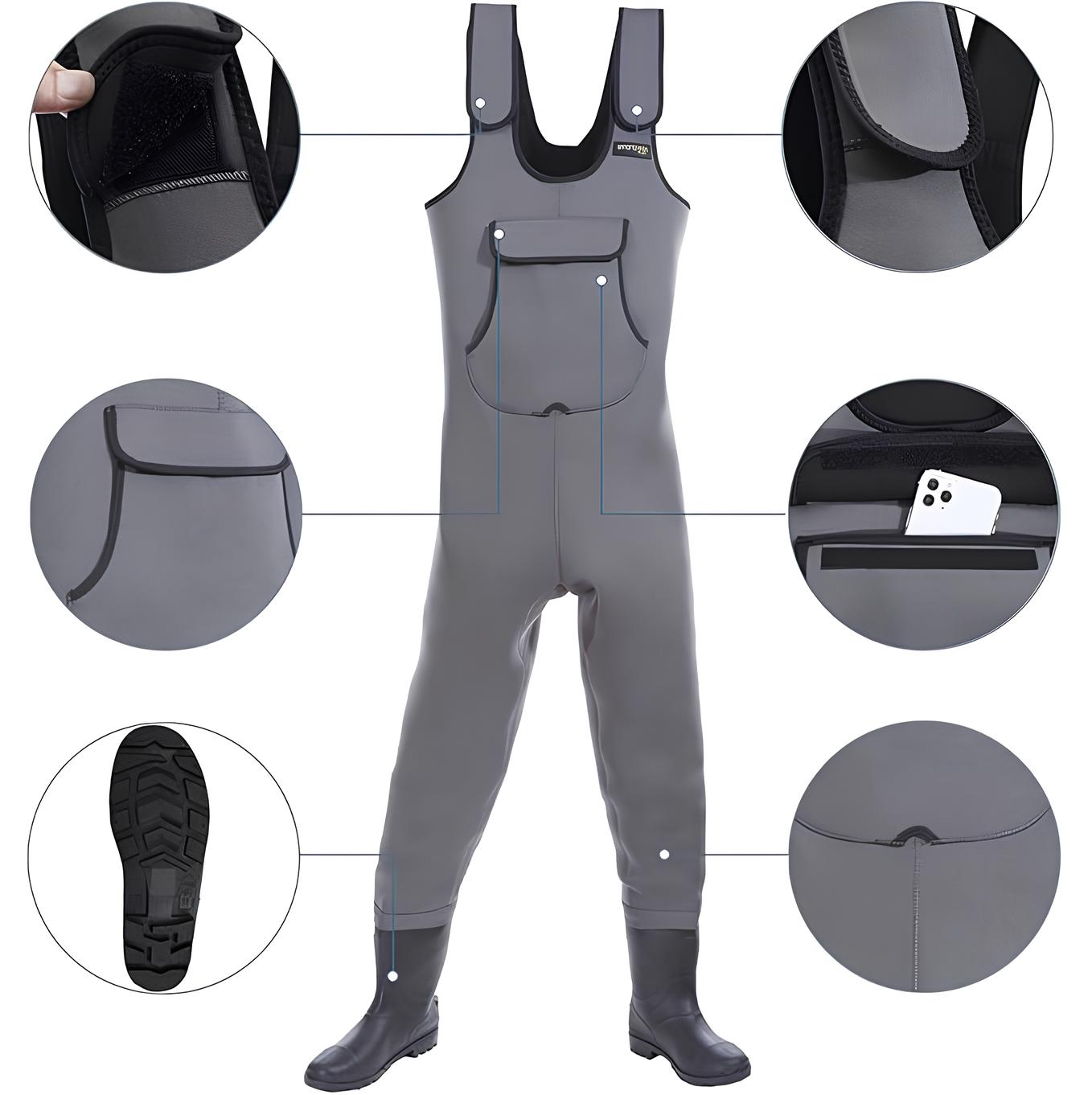 Wodoszczelne, oddychające neoprenowe wodery Smartpeas z gumowymi kozakami