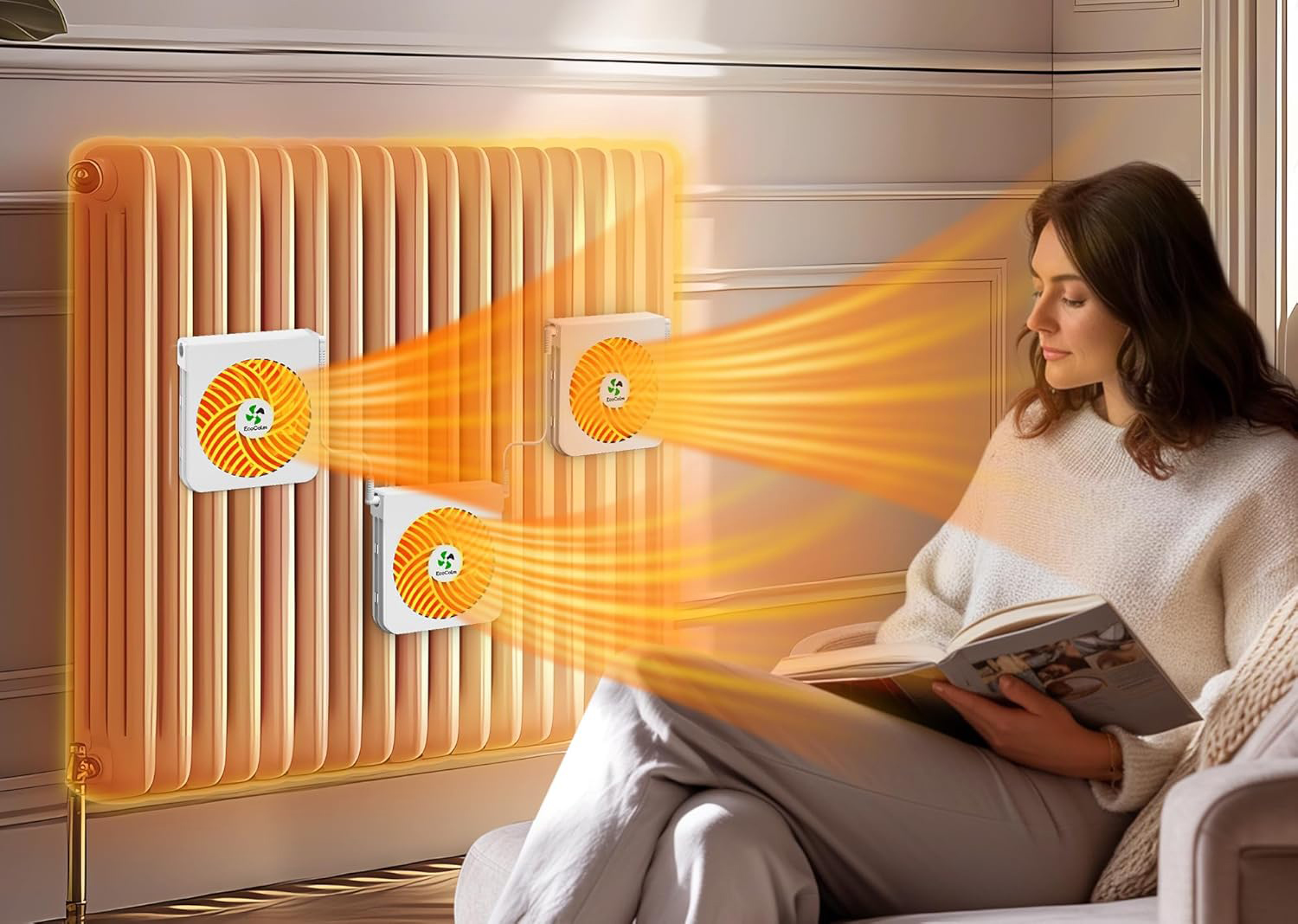 Wentylator grzewczy ecoCalm KP-CRV2401 z termostatem i magnesami