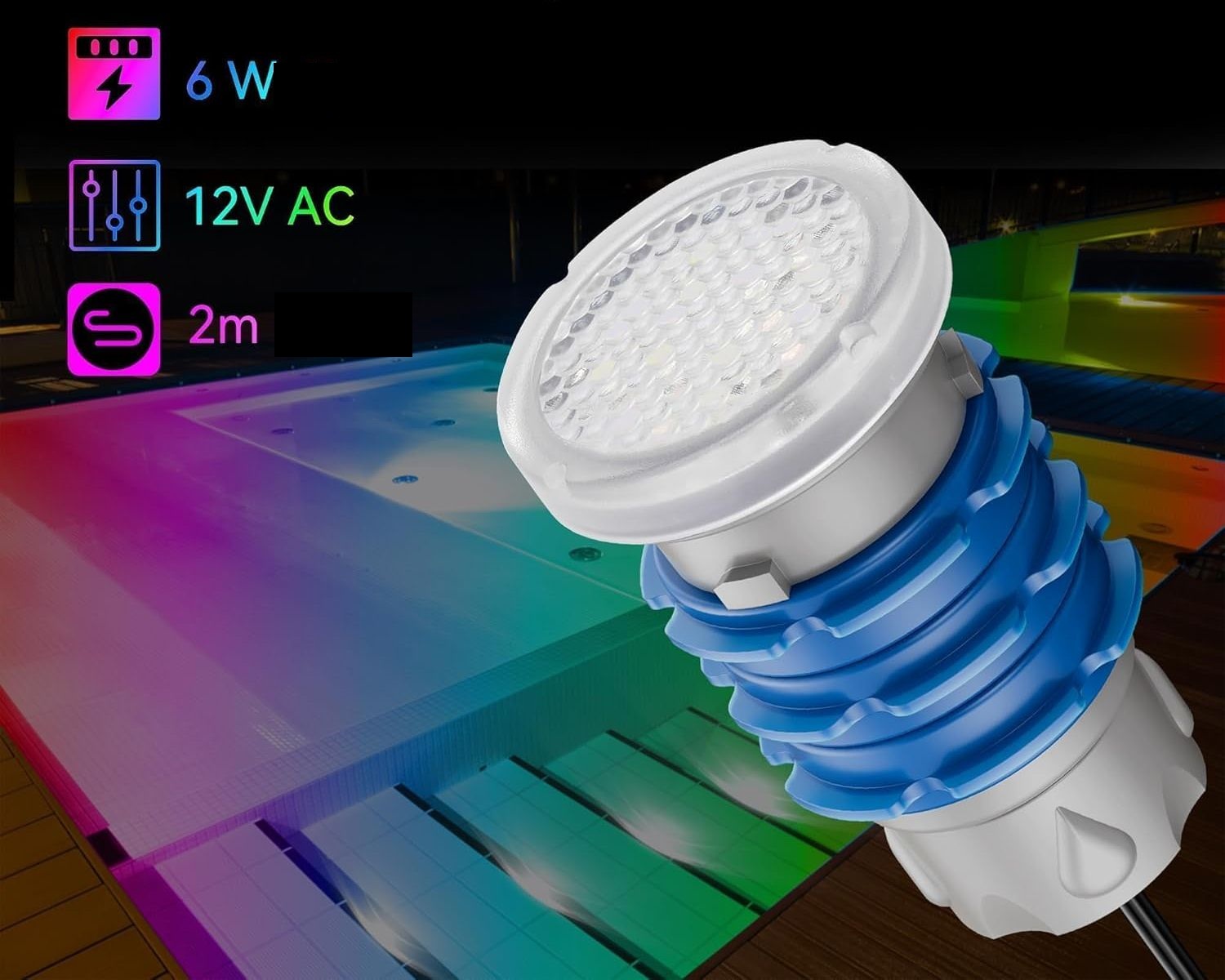 NIEKOMPLETNY Lampa basenowa mini LED LyLmLe PL06-CS6W(A)-D 6W RGB 2 szt.