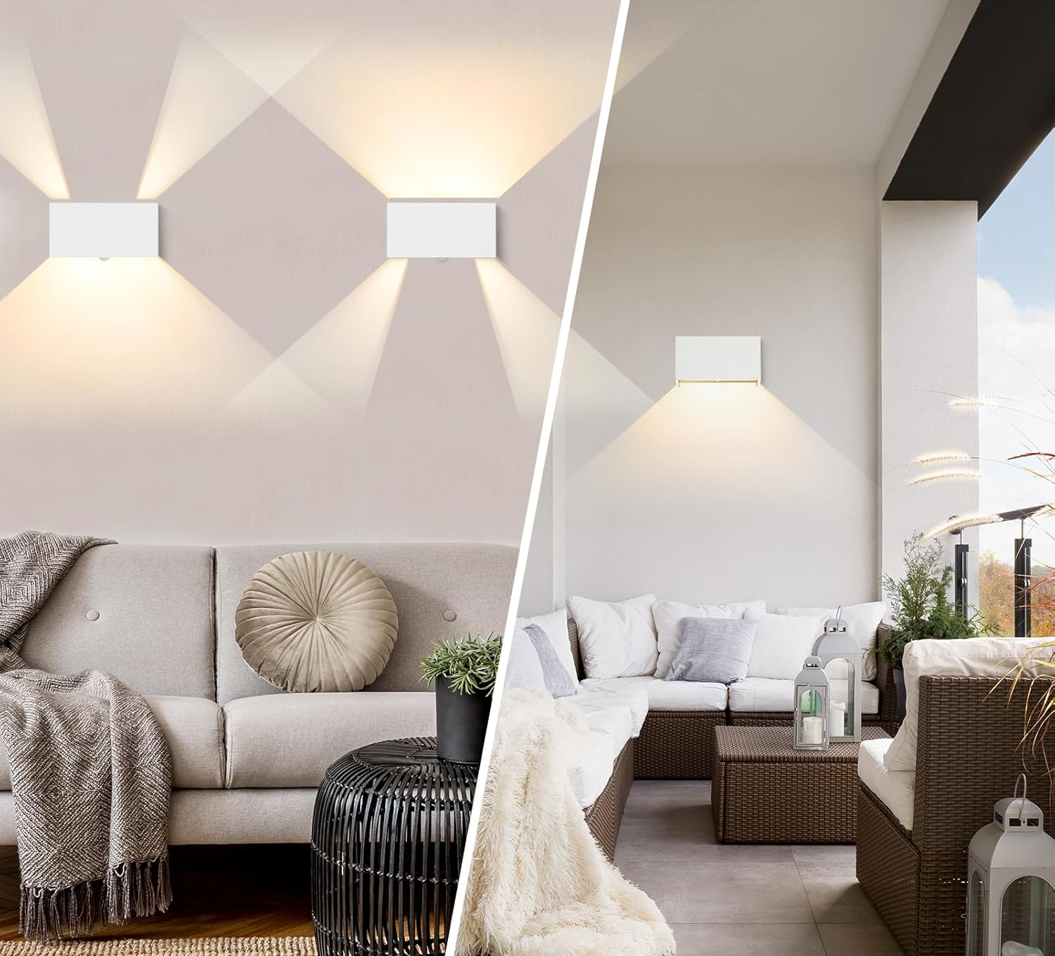 Lampa zewnętrzna LED CELAVY 2 szt. z czujnikiem ruchu IP65 ścienna biała