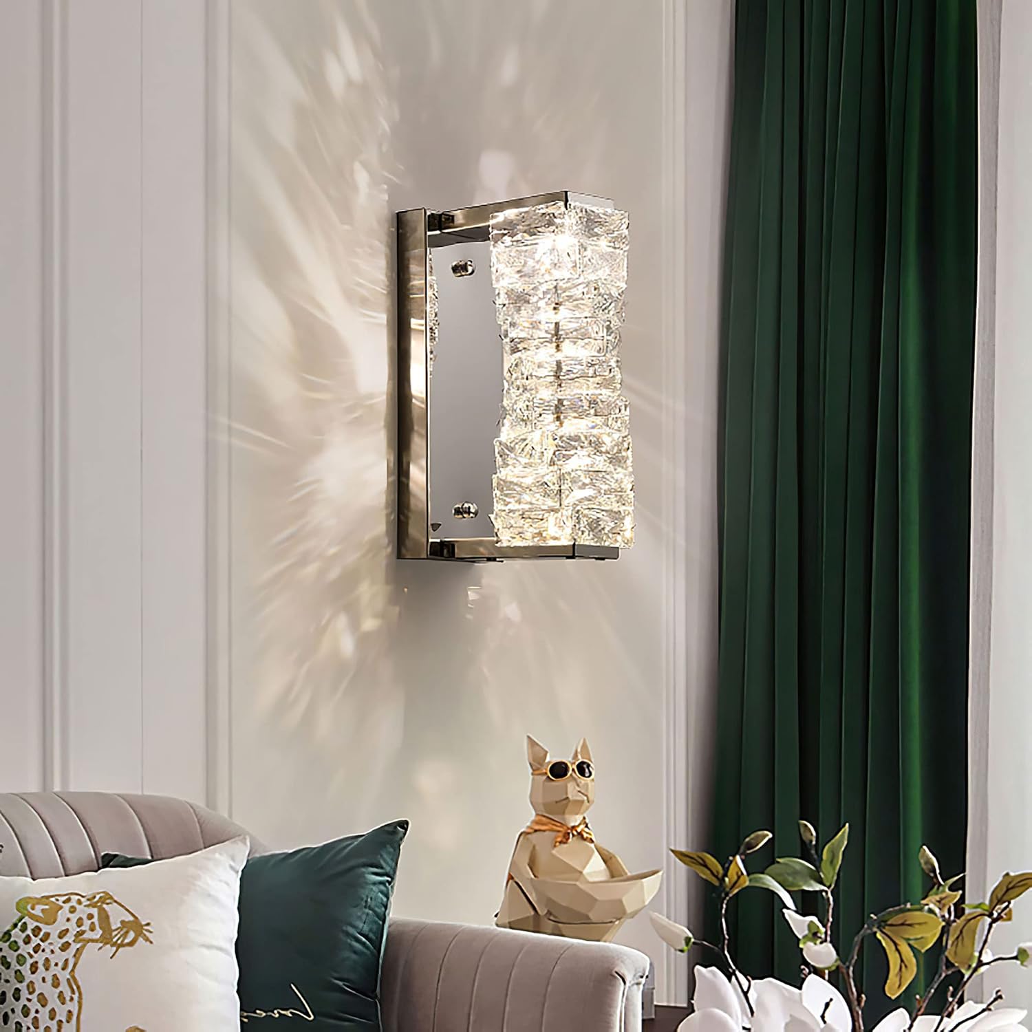 Lampa ścienna LED Sxtiger nowoczesna kryształowa regulowana srebrna