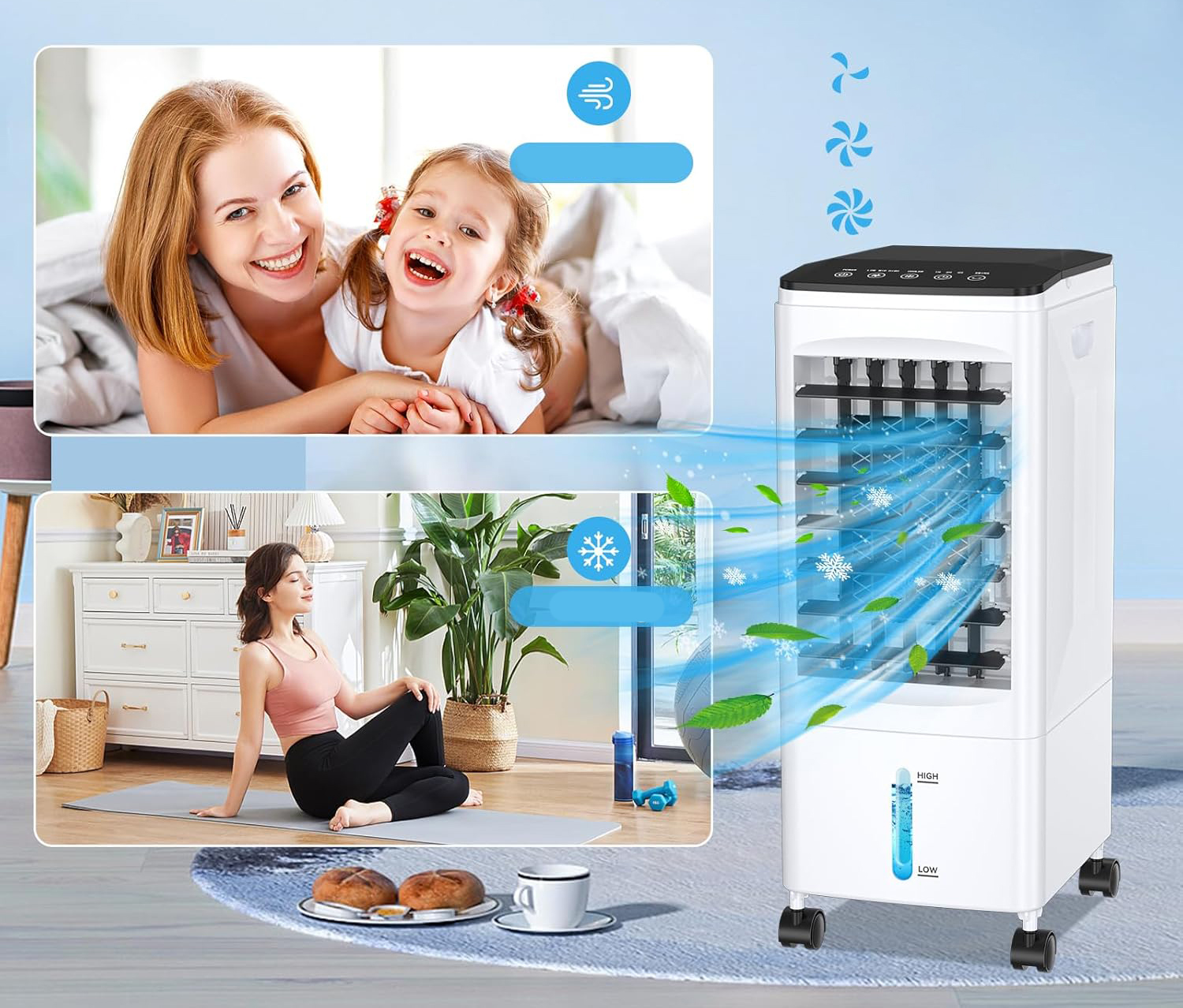 UŻYWANE Klimatyzator przenośny wodny 60W bez rury 6L z pilotem i timerem 7h