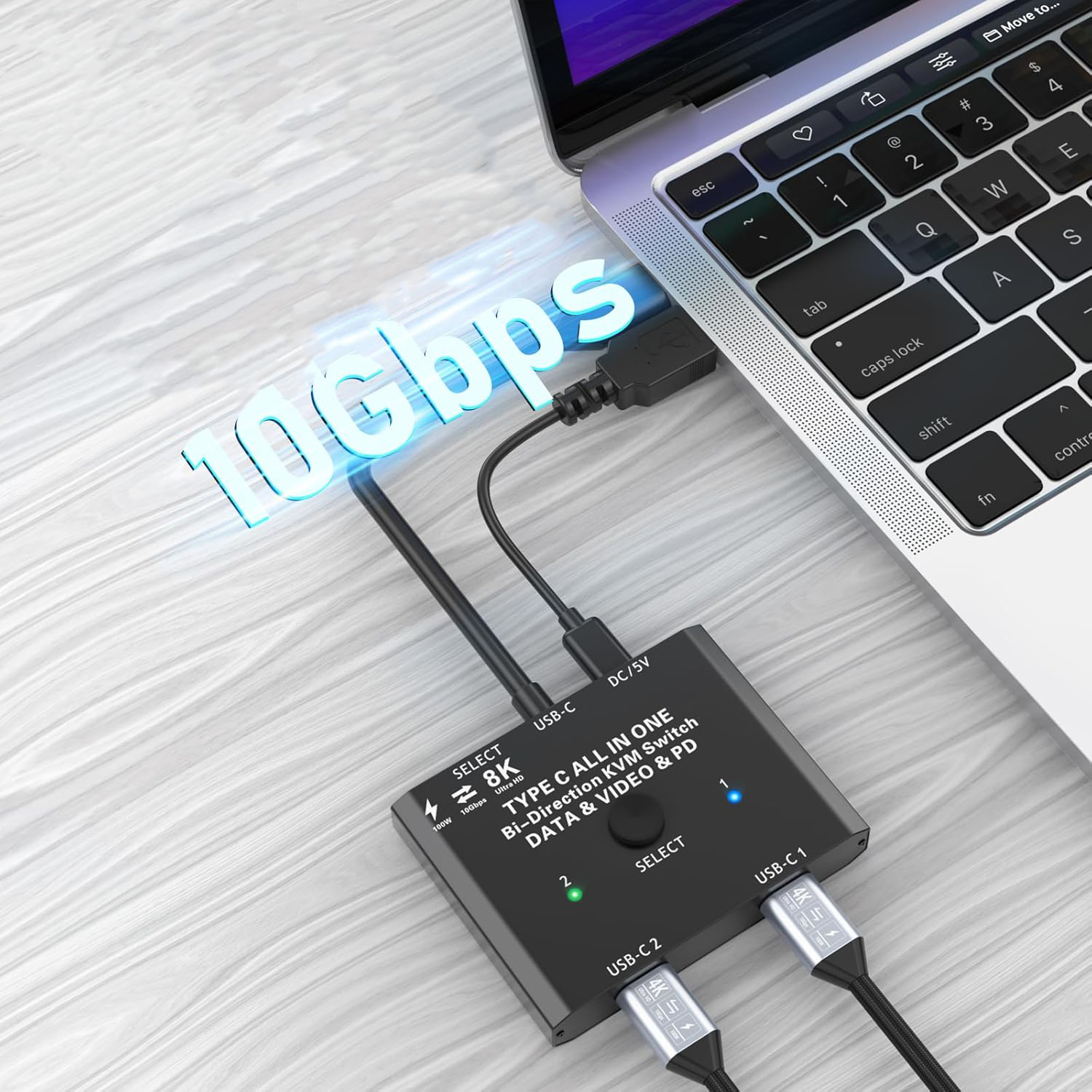 Przełącznik KVM YOUTINGHDAV C201, 100 W, 5 V, 7,5 x 6 x 1 cm