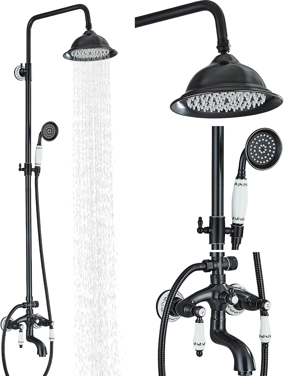 System prysznicowy Sugu czarny z ruchomym ramieniem i wężem 150 cm