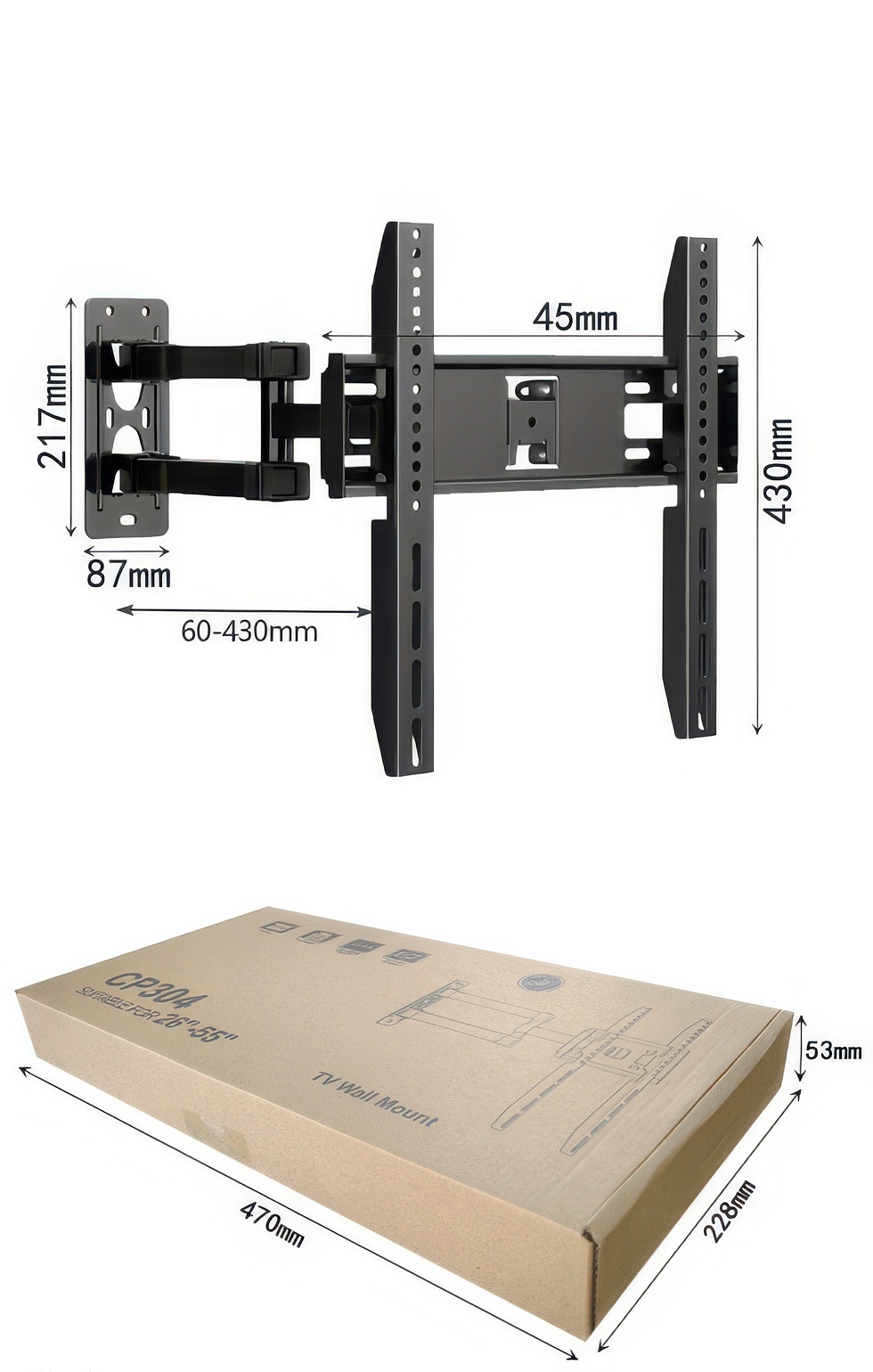 Uchwyt do telewizora 26–55 cali, uniwersalny regulowany wspornik ścienny TV