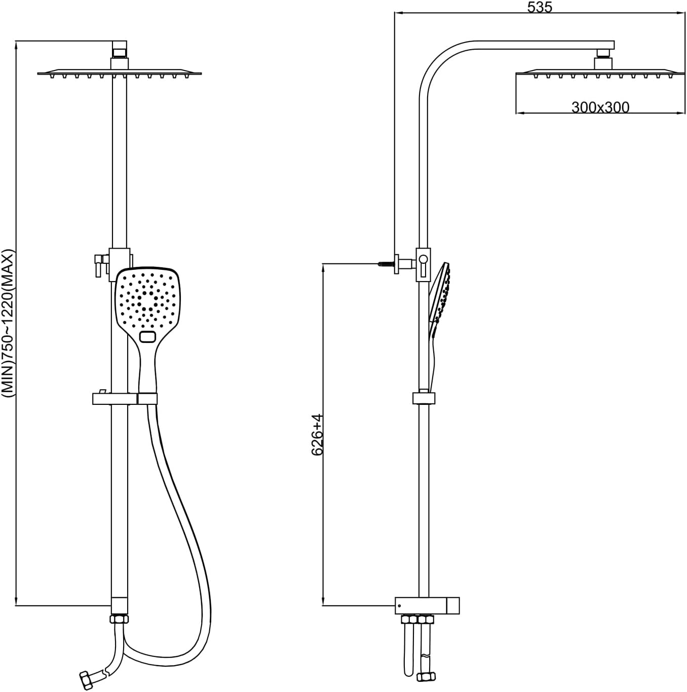 System prysznicowy KOMIRO kwadratowy 30x30 cm z deszczownicą (z defektem)