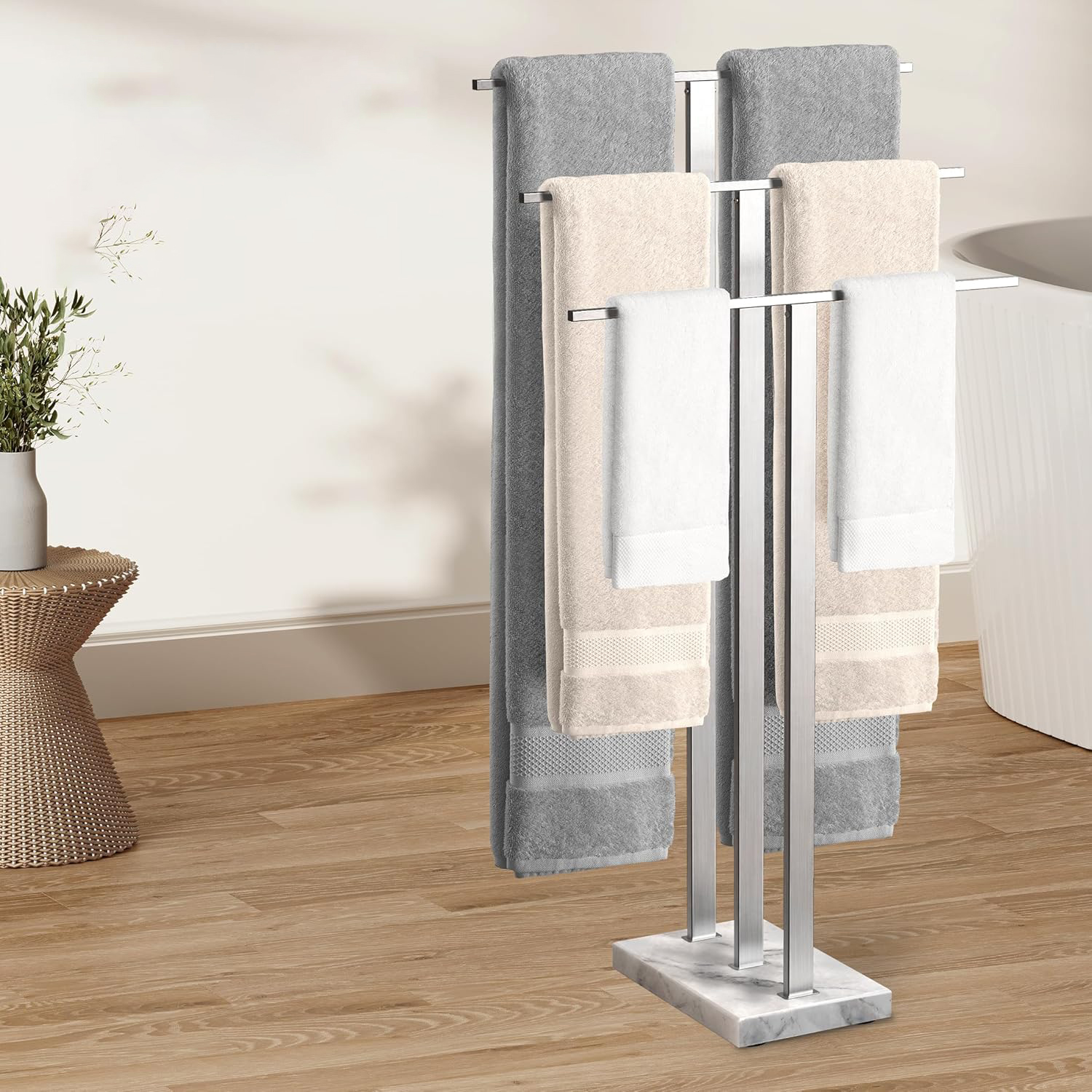 UŻYWANE Wieszak na ręczniki łazienkowy 3-poziomowy KES stal SUS304 marmur