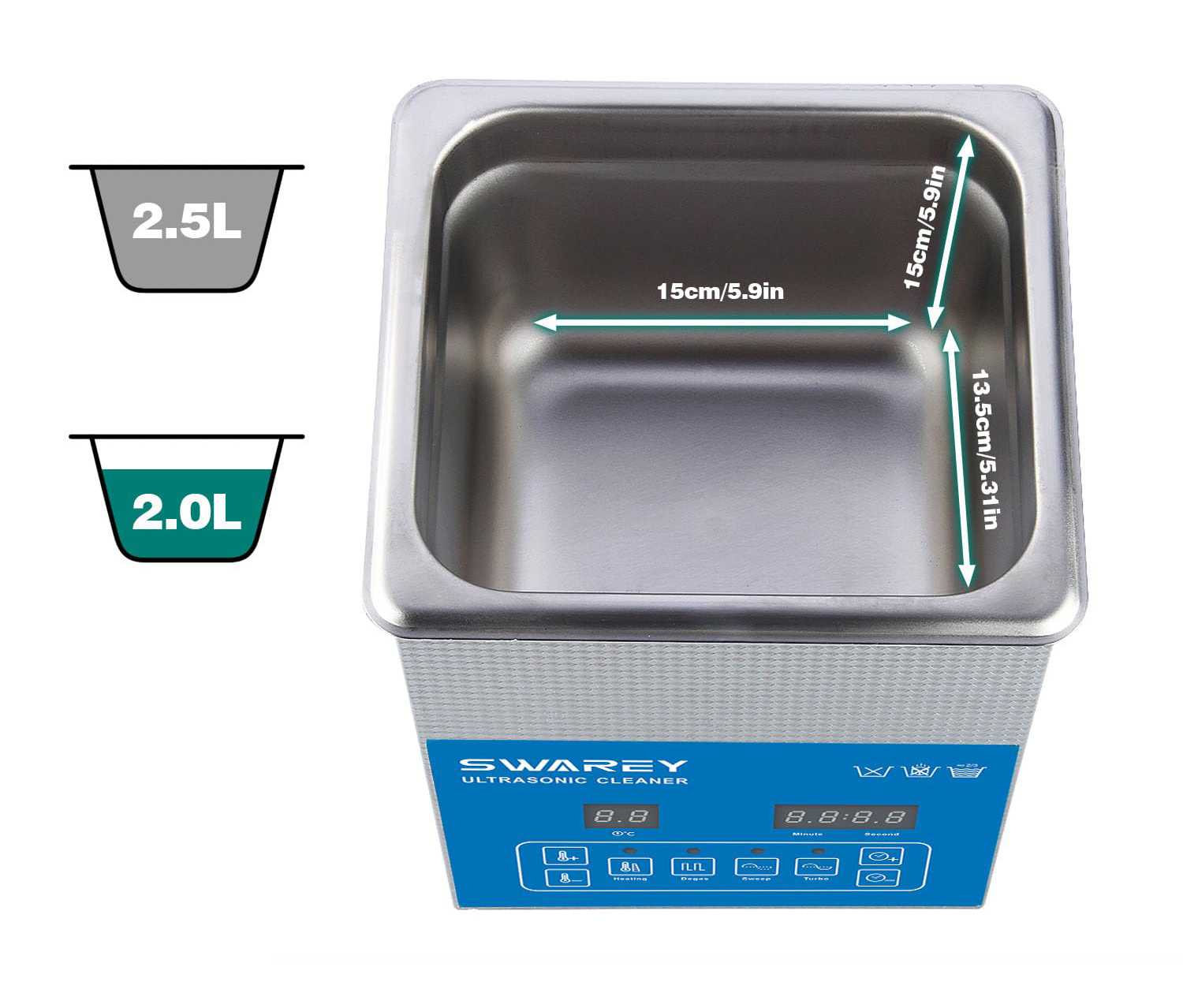 Myjka ultradźwiękowa Swarey 2,5L z podgrzewaczem timer i 40kHz POWYSTAWOWY