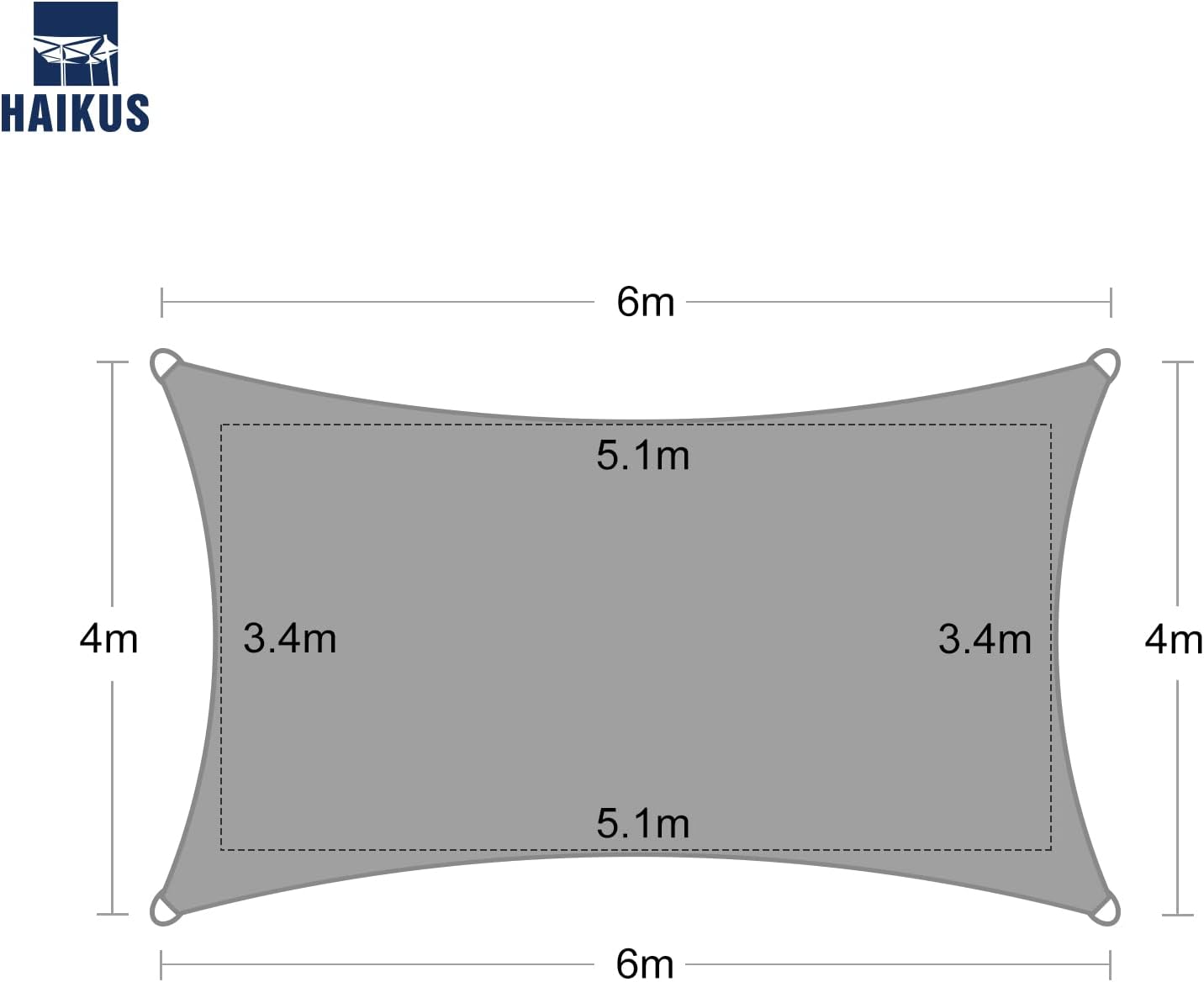 Żagiel przeciwsłoneczny HAIKUS 4 x 6m przepuszczalny biały