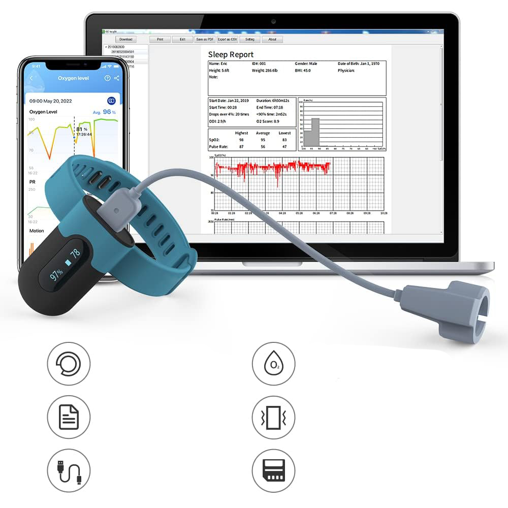 Pulsoksymetr ViATOM SleepU dla Androida i iOS z aplikacją