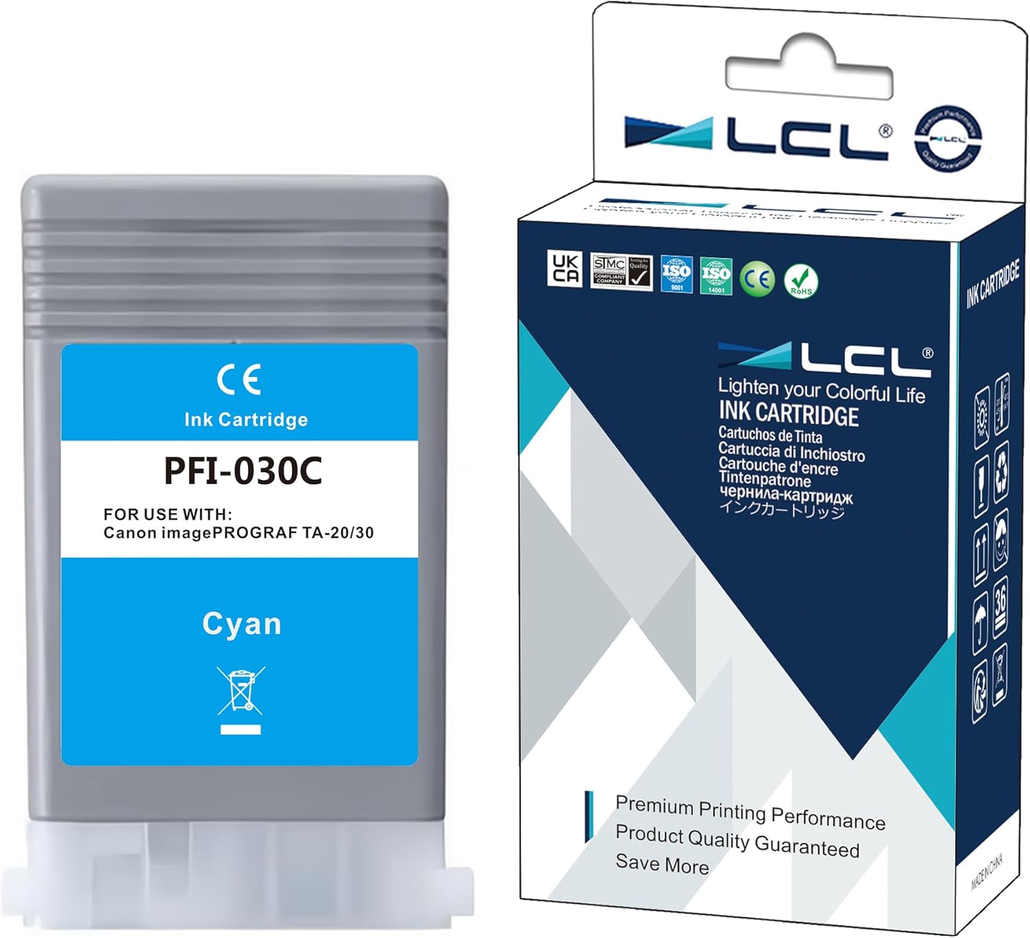Zamiennik tuszu LCL PFI-030C (cyan) do Canon TA-20/TA-30/TM-240/TM-340
