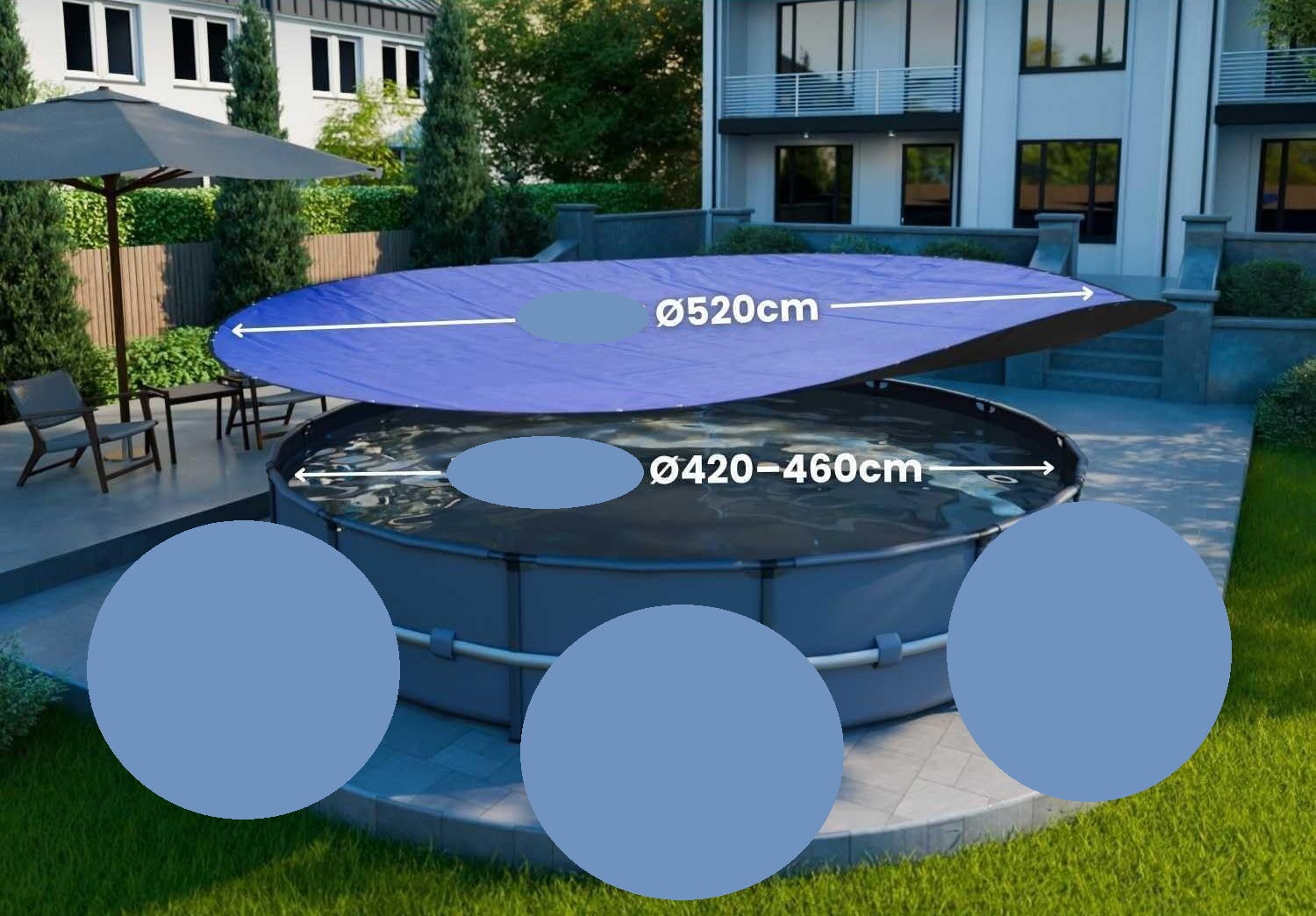 Pokrywa basenowa Planenfux PP03-BL okrągła Ø 520 cm do basenu 420-460 cm