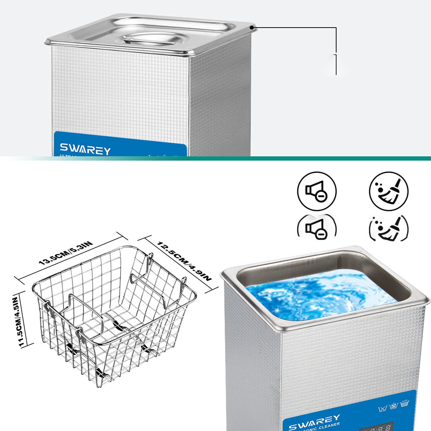 Myjka ultradźwiękowa Swarey 2,5L z podgrzewaczem timer i 40kHz POWYSTAWOWY