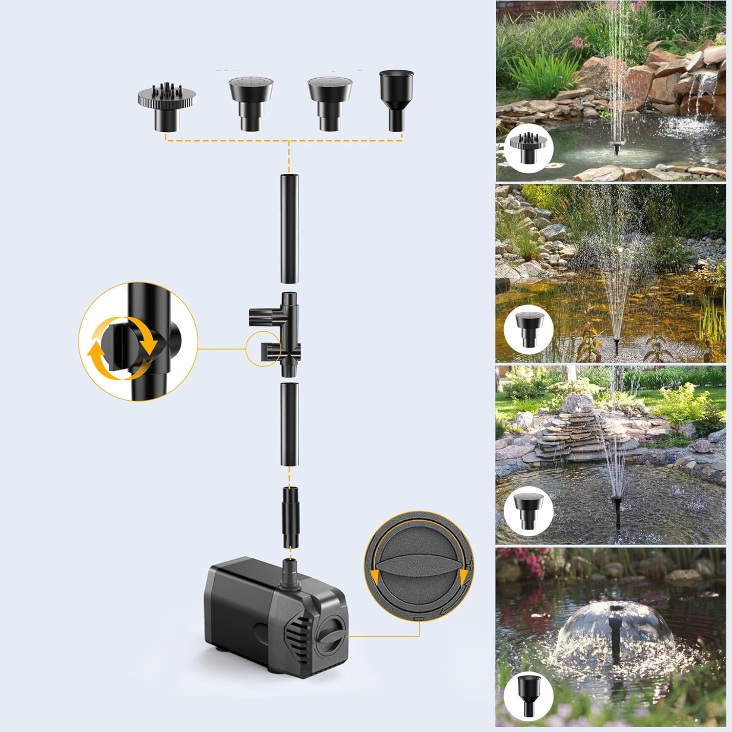 Pompa solarna do stawu 20W Biling 875 L/h z filtrem i 2m wężem