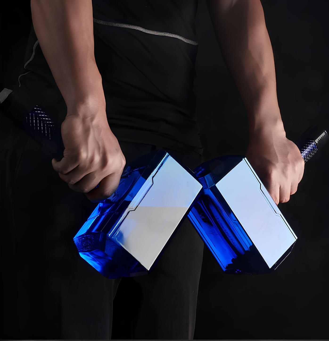 Butelka na wodę RESTEQ w kształcie młota Thora, butelka Mjolnir, niebieska