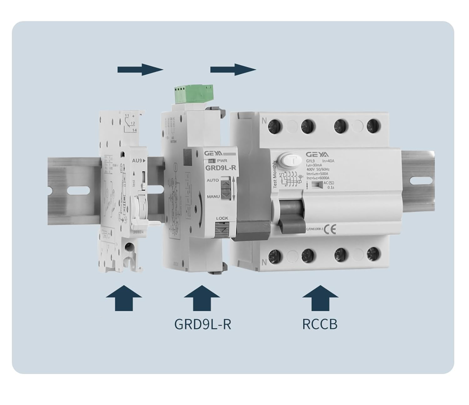 Wyłącznik różnicowoprądowy GEYA 6KA RCCB samoczynny 4P 40A 30mA AC220V