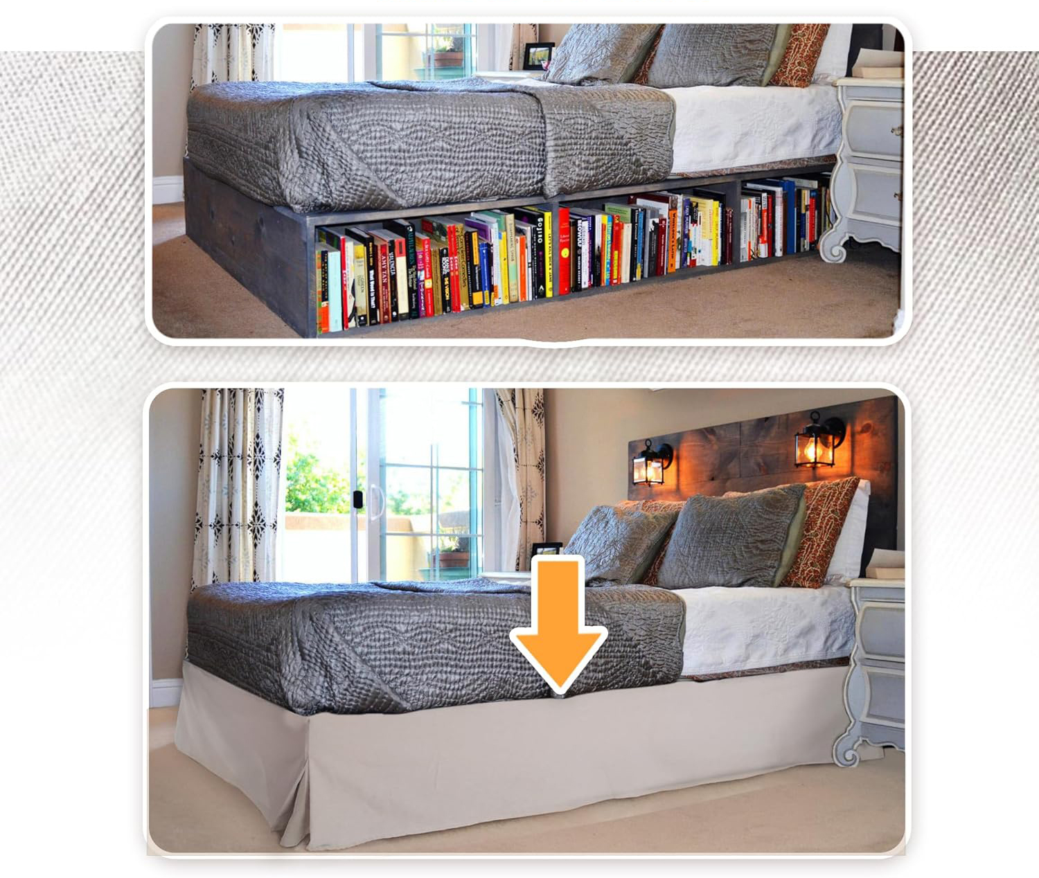 Pokrywa łóżka 160 x 200 beżowa Dahlica 4 spódnice 30cm europejska jakość