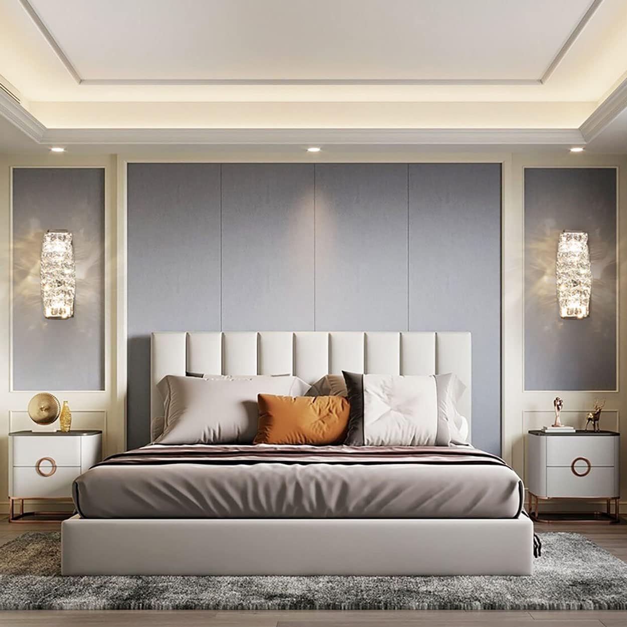 Lampa ścienna LED Sxtiger nowoczesna kryształowa regulowana srebrna