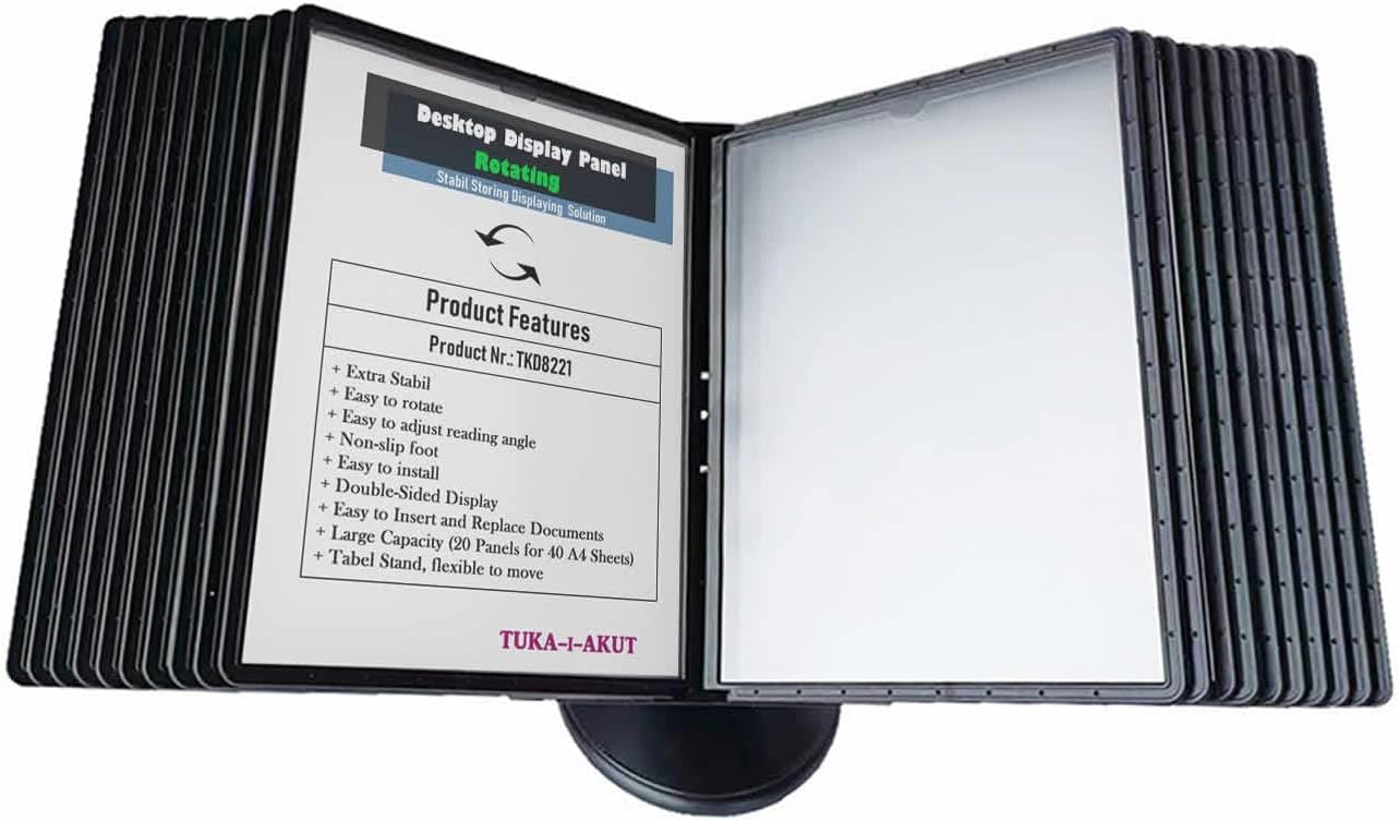 Tabliczki stołowe czarne regulowane obrotowe 360° TUKA-i-AKUT 20 szt.