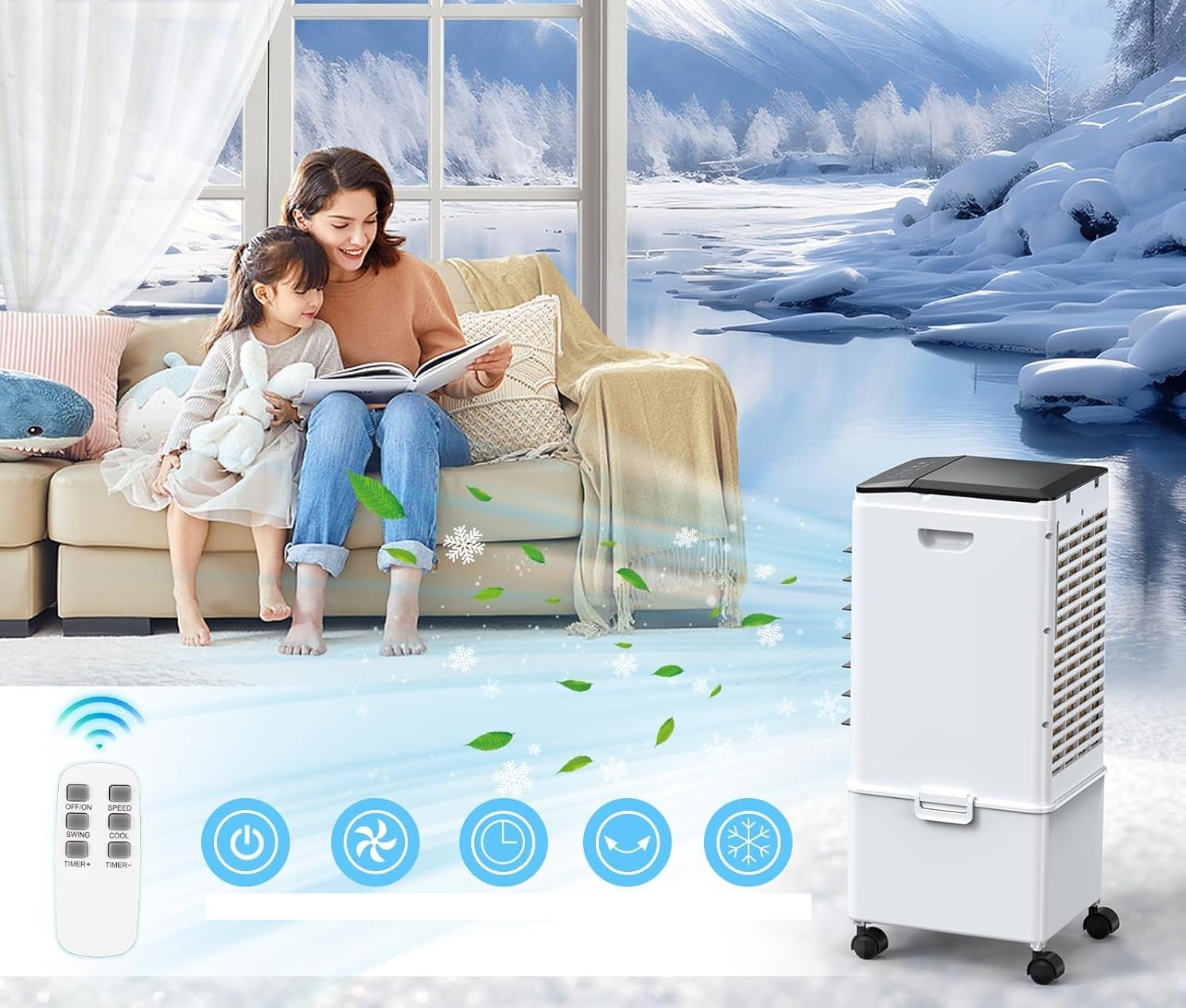 Klimatyzator przenośny 4w1 9,5L Eysddifr BW-102YF chłodzenie i nawilżanie