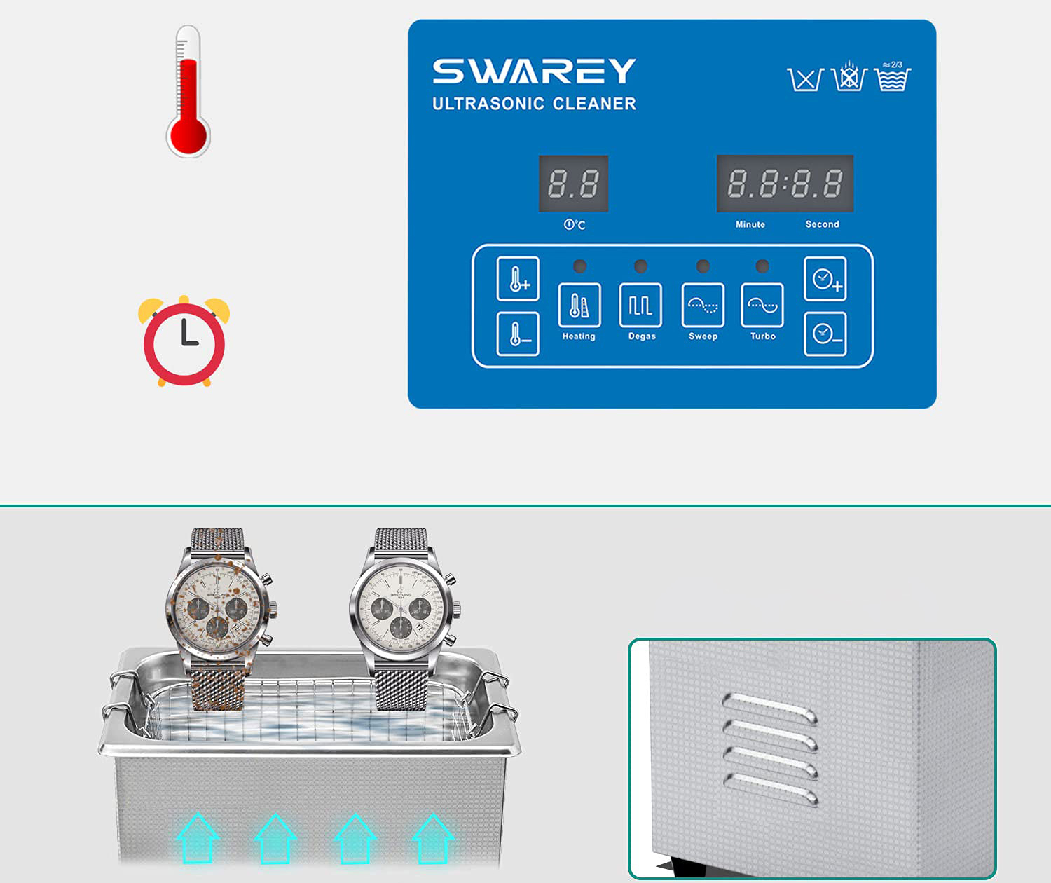 Myjka ultradźwiękowa Swarey 2,5L z podgrzewaczem timer i 40kHz POWYSTAWOWY